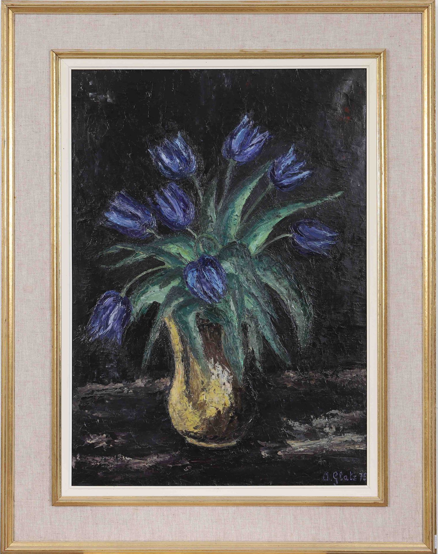 Null 费利克斯-格拉茨(1894-1953) 
卢森堡艺术家 
布面油画，花束。 
有签名和日期1975年 
目测尺寸：高：71；宽：50厘米