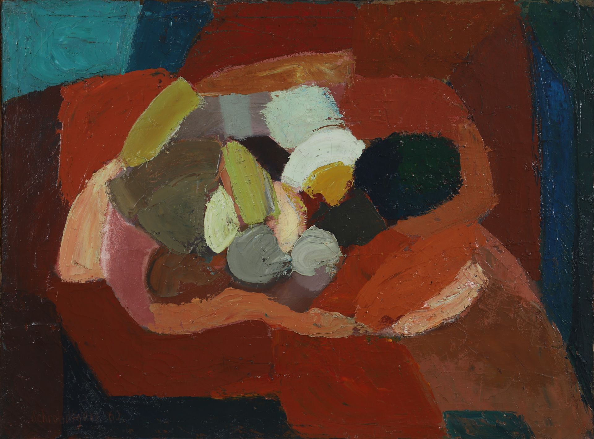 Null SCHROBILTGEN Paul (1923-1980) 
Artiste peintre belge. 
Huile sur toile enca&hellip;