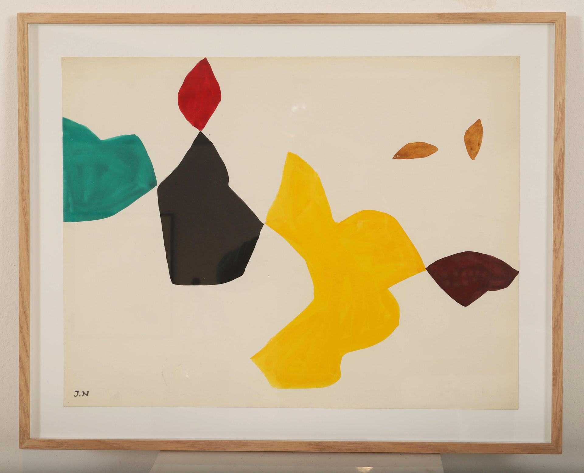Null 雅克-内斯特勒(1907-1991) 
法国画家 
纸上水粉和拼贴画。左下角有艺术家的印章。 
以实心橡木为框架。 
约1960年 
20世纪。 
尺&hellip;
