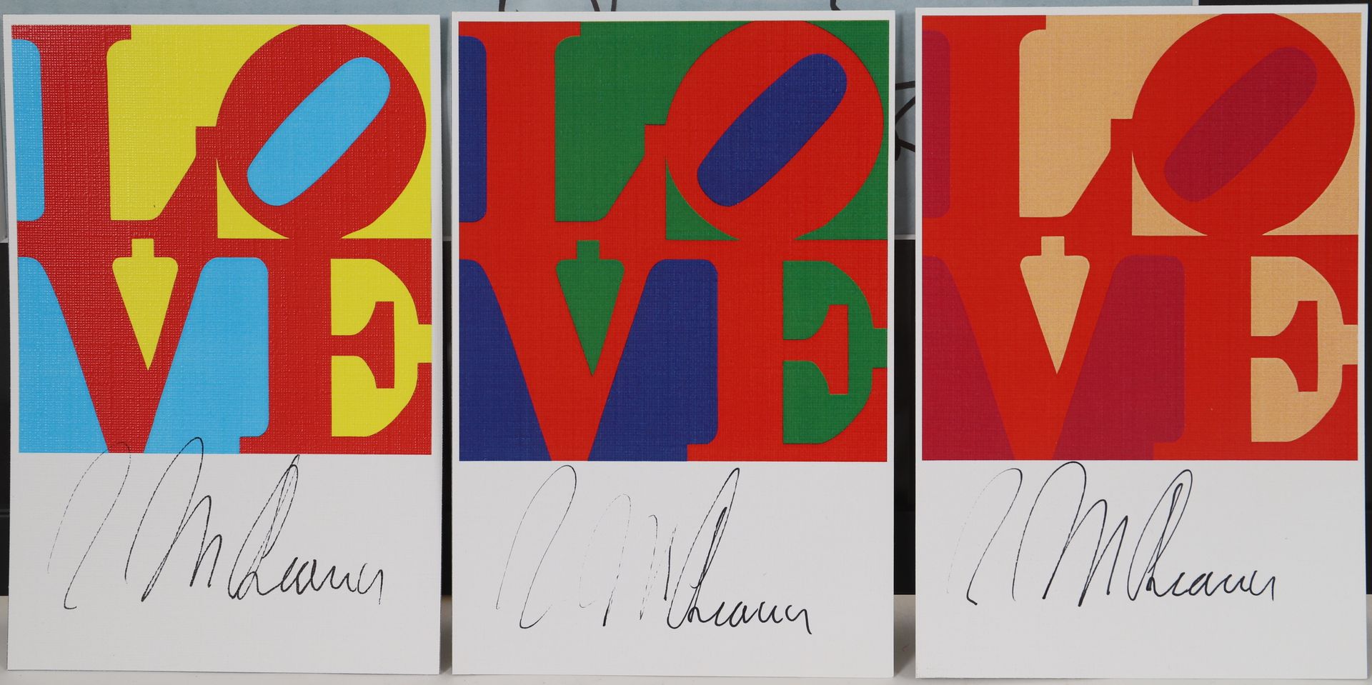 Null Robert INDIANA (1928-2018) d'aprés 
LOVE 
Ensemble de 3 Cartes du Indianapo&hellip;