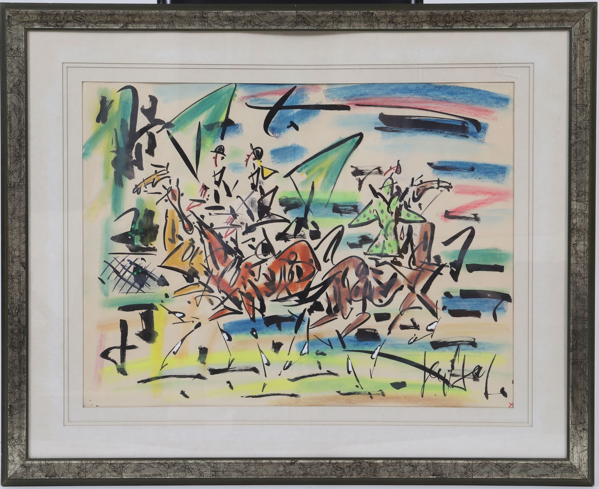 Null GEN PAUL (1895-1975) 
Französischer Kunstmaler 
Die Reiter 
Gouache auf Pap&hellip;