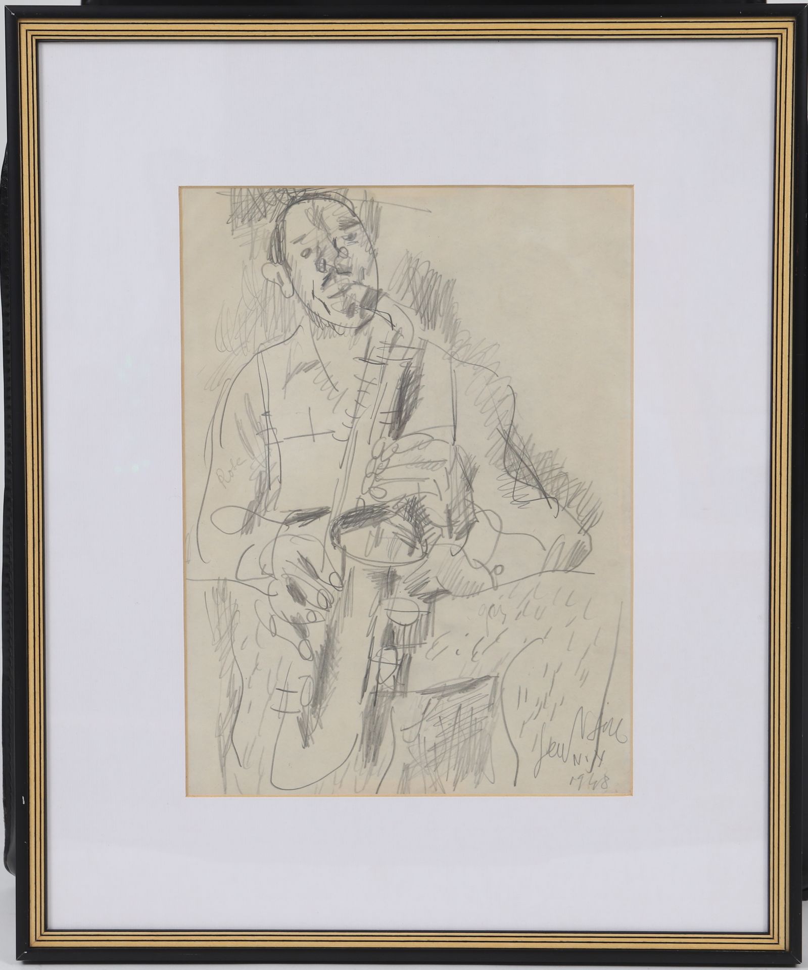 Null 根-保罗(1895-1975) 
法国画家 
萨克斯演奏家 
纸上铅笔画，签名和日期为1948年。 
作品于1948年5月在纽约与第二任妻子度蜜月期间&hellip;