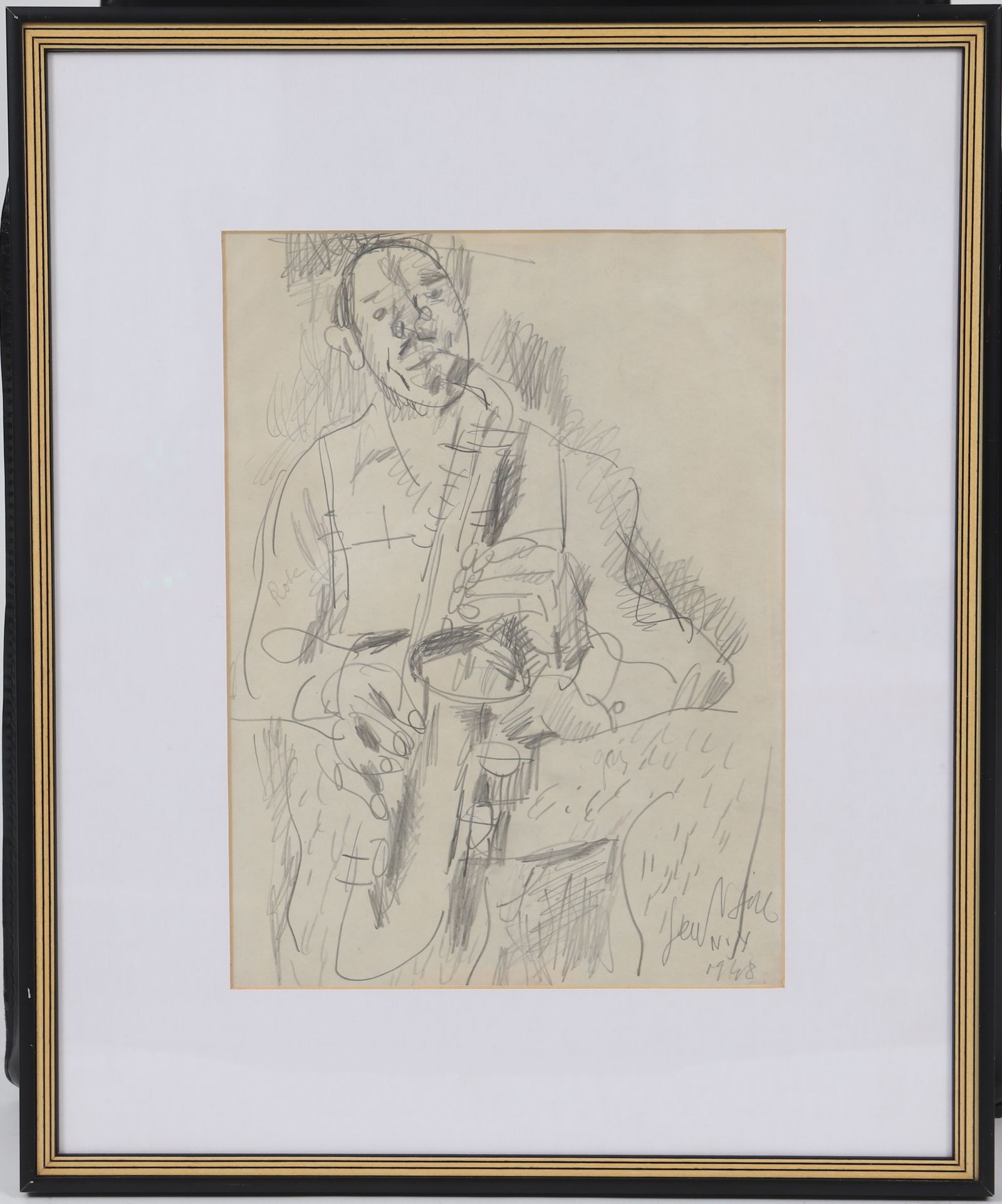 Null GEN PAUL(1895-1975) 
Artiste peintre français 
Le saxophoniste 
Dessin au c&hellip;