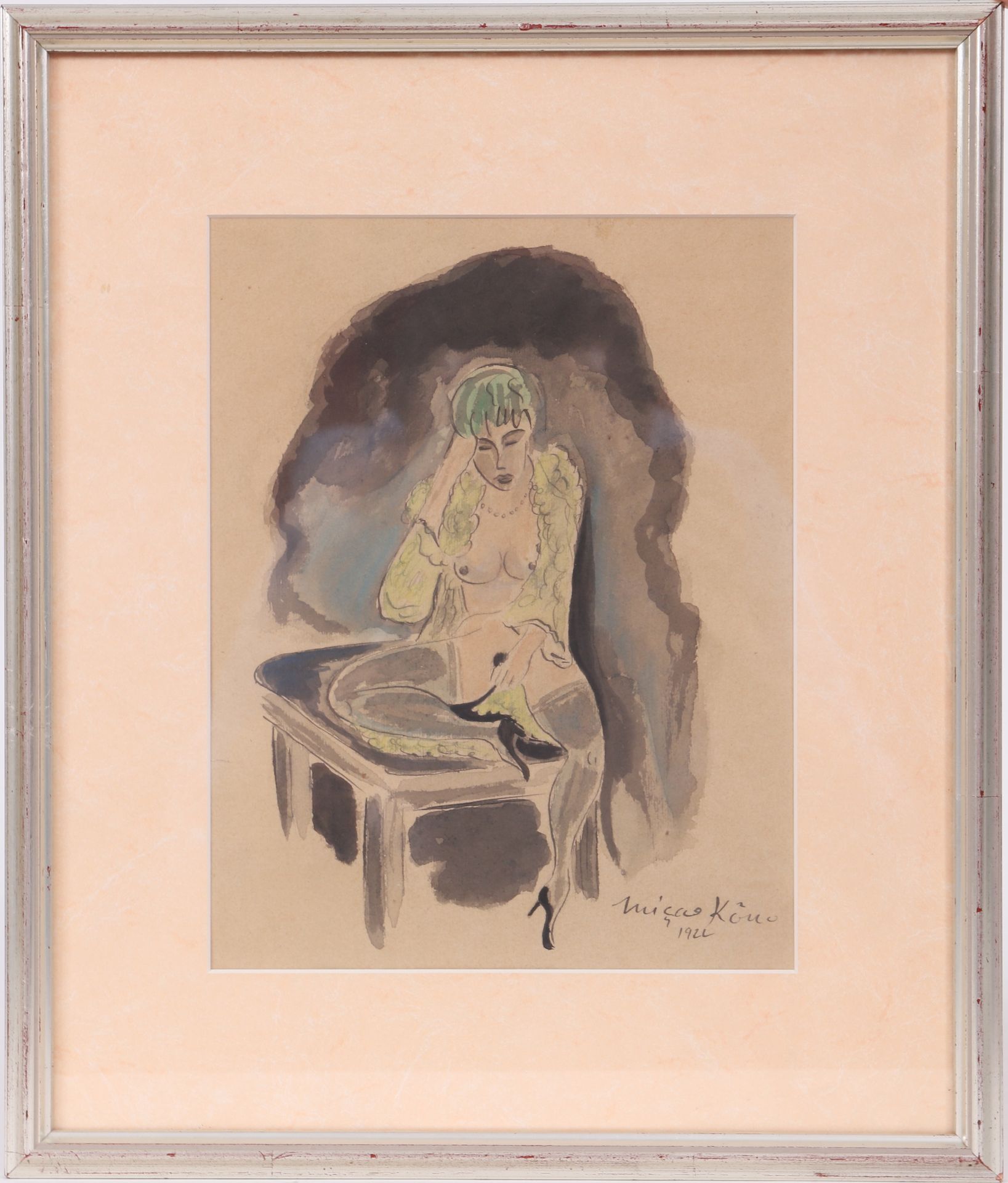 Null Micao KONO (1876-1954) 
Dessin aquarellé 
Signé et daté 1922 
Dimensions à &hellip;