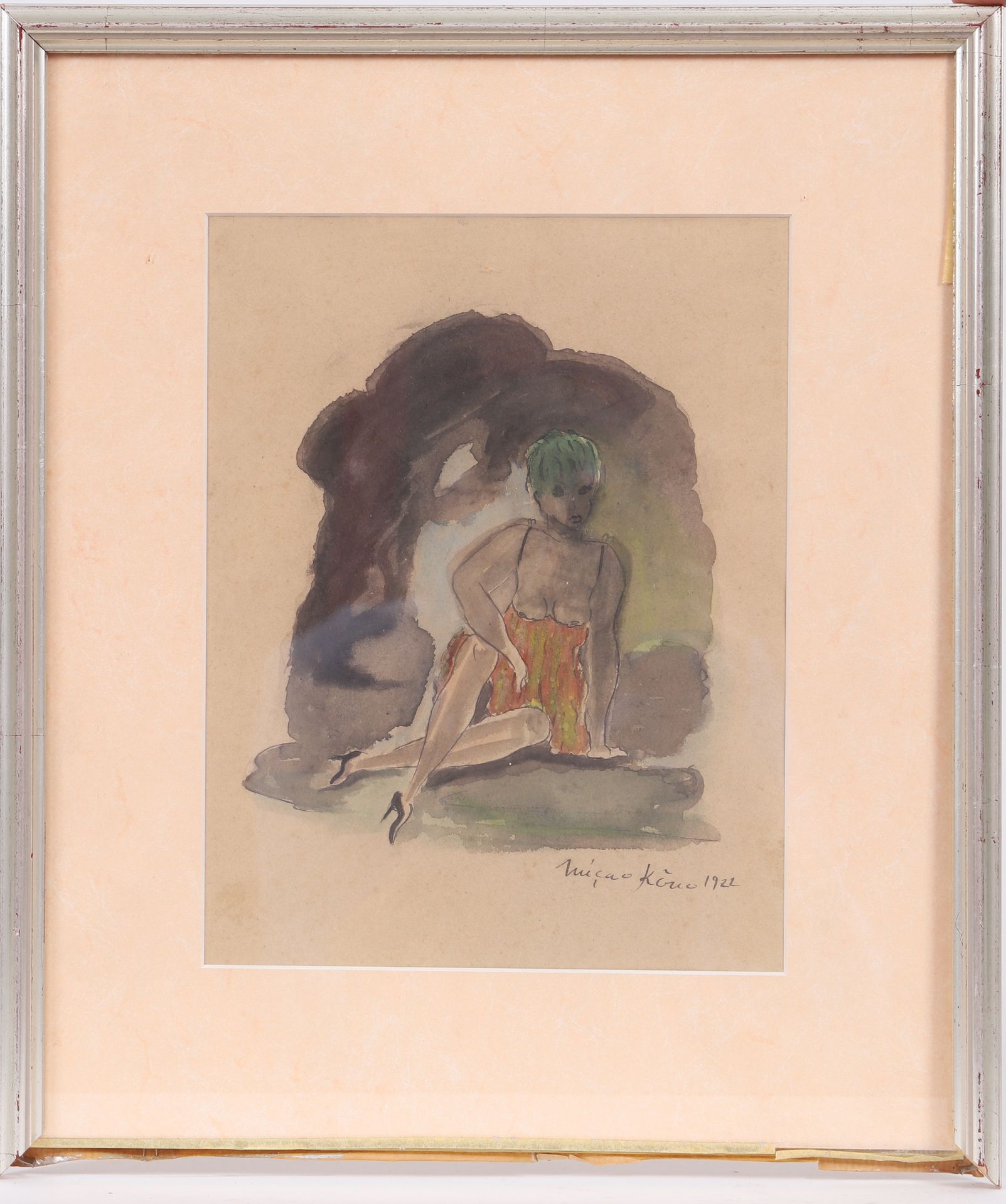 Null Micao KONO (1876-1954) 
Aquarellierte Zeichnung 
Signiert und datiert 1922 &hellip;