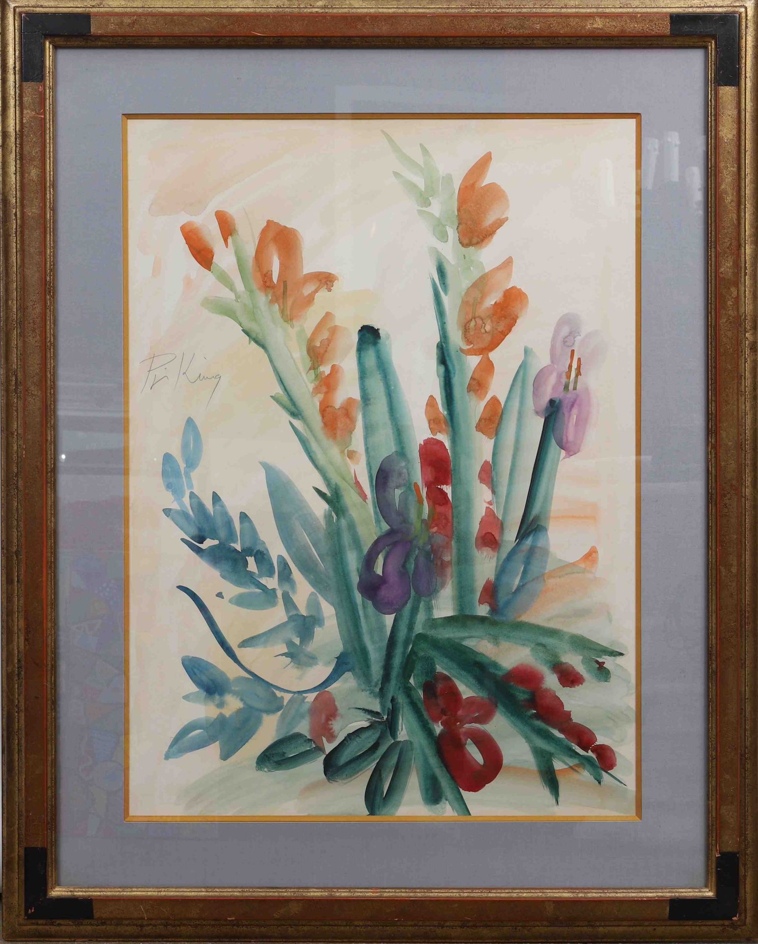 Null Franz PRIKING (1929-1979) 
"Bouquet of flowers" 
Watercolor, signed in the &hellip;