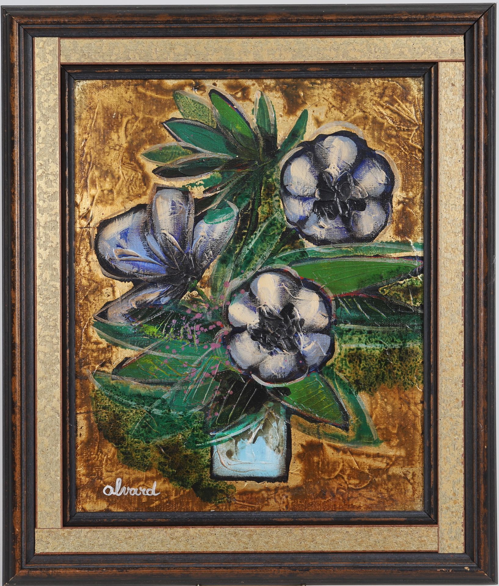 Null Jules Alvard (born 1945) 
"Dora" 
Oil on canvas, still life with flowers 
S&hellip;