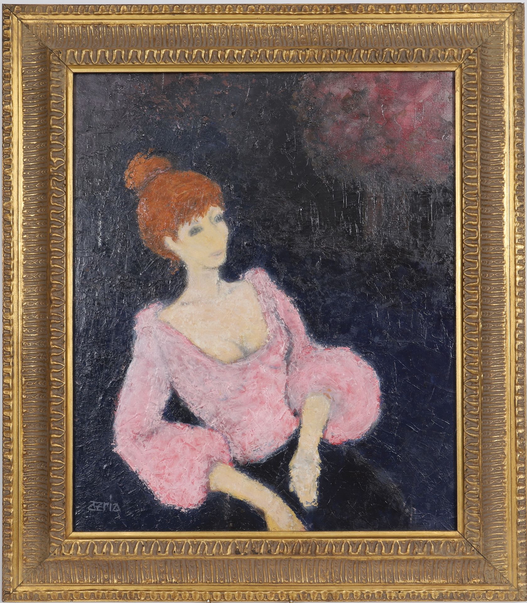 Null Fernand AZRIA 
"Femme à la blouse" 
Huile sur toille, signée en bas à gauch&hellip;