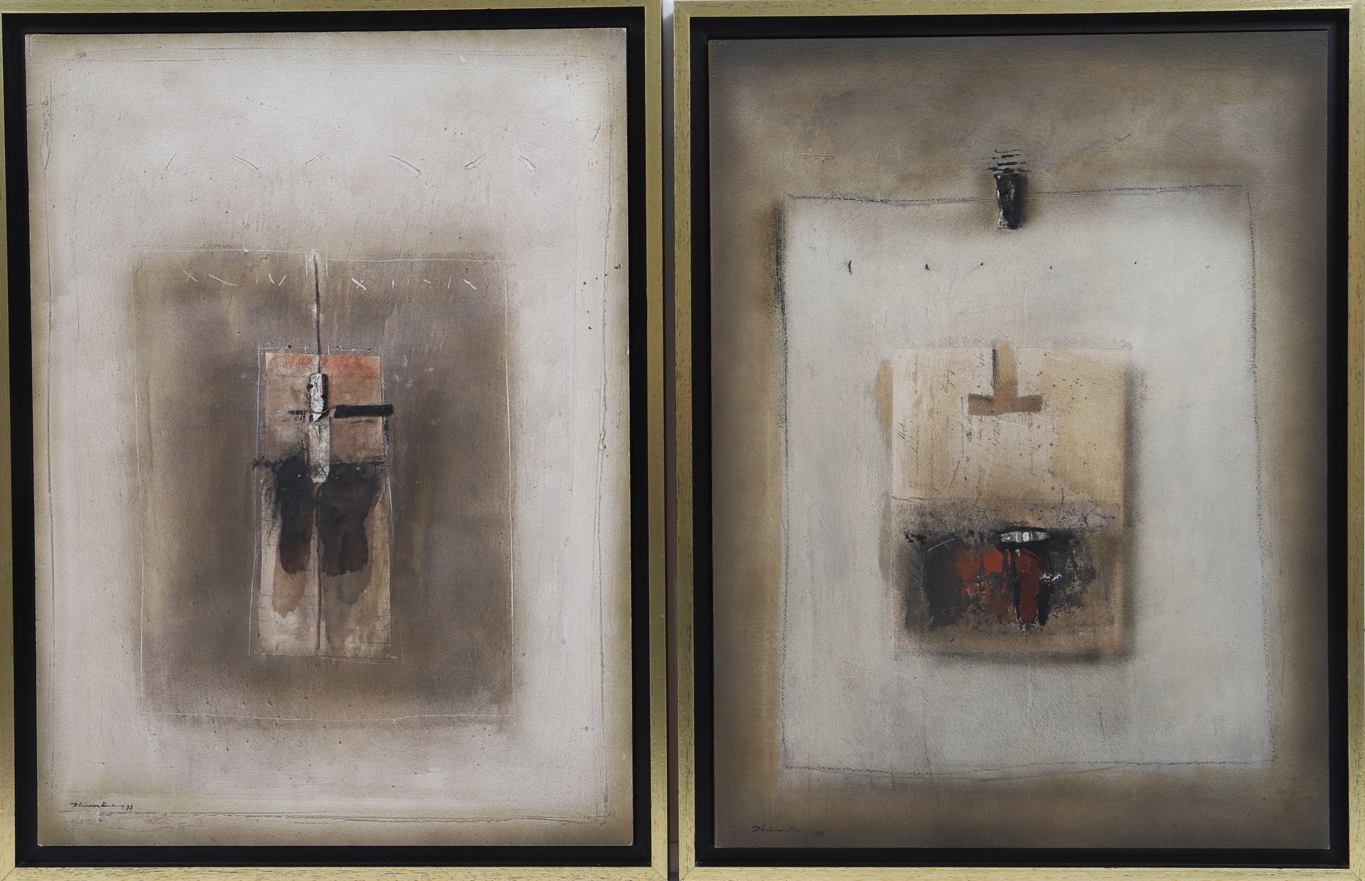 Null Jeannot LUNKES (né en 1946)
Ensemvle de deux tableaux, technique mixte sur &hellip;