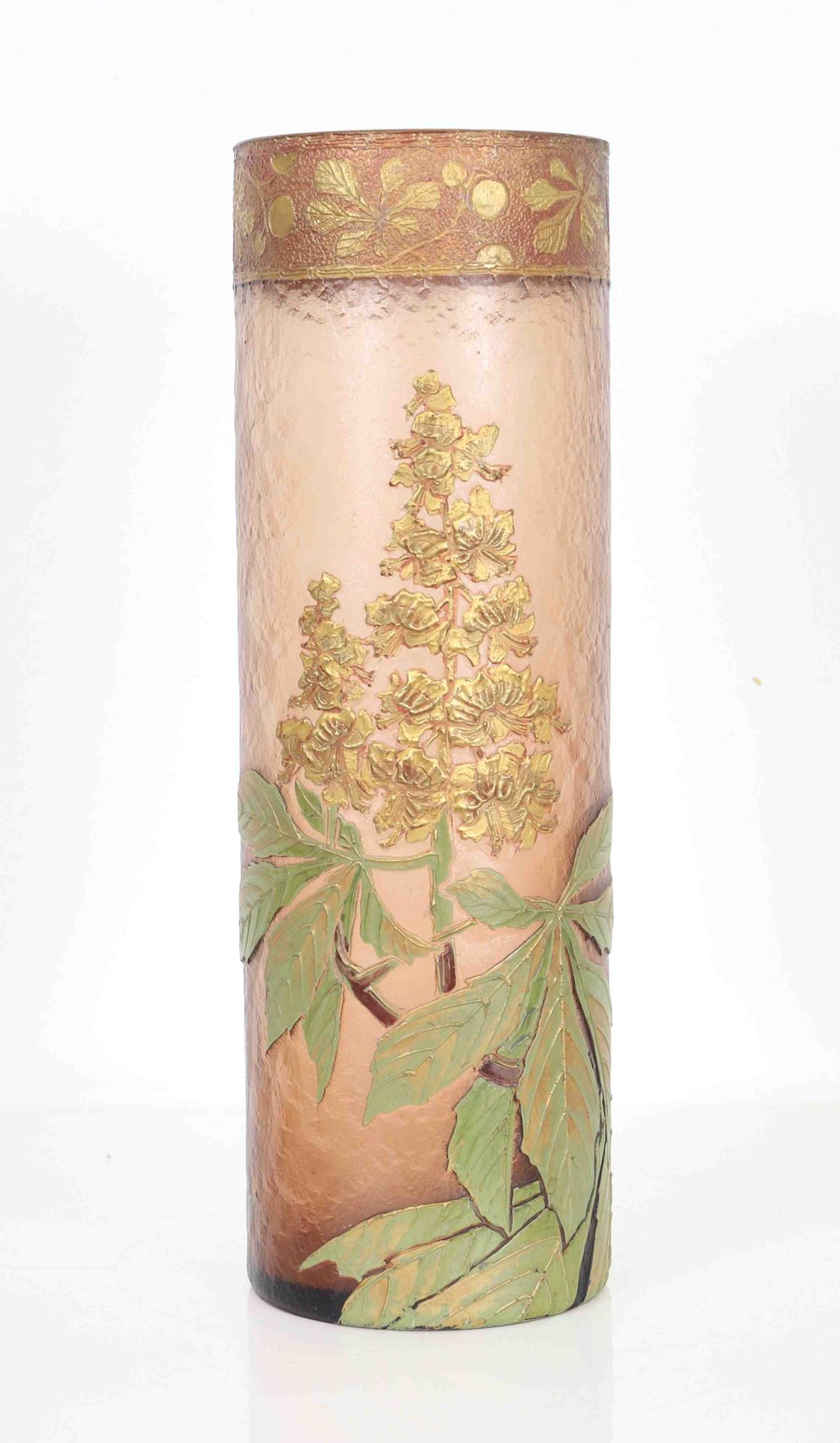 Null MONTJOYE - LEGRAS Théodore (1839/1916) France 
Vase rouleau à décor émaillé&hellip;