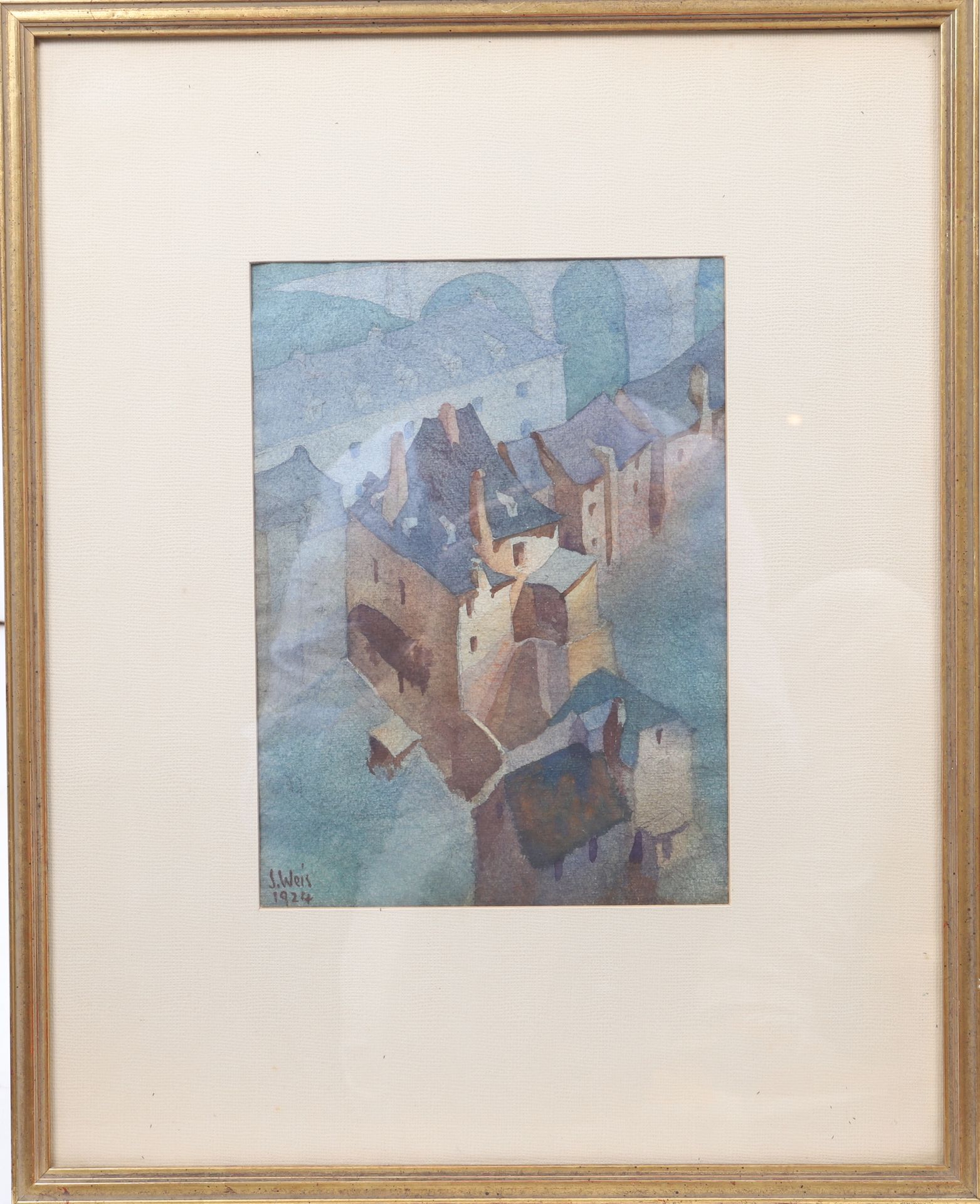 Null 索斯特纳-魏斯（1872-1941）
水彩画 - 格伦德风景
左下方有签名和 1924 年
玻璃框
尺寸：高：26；宽：19 厘米