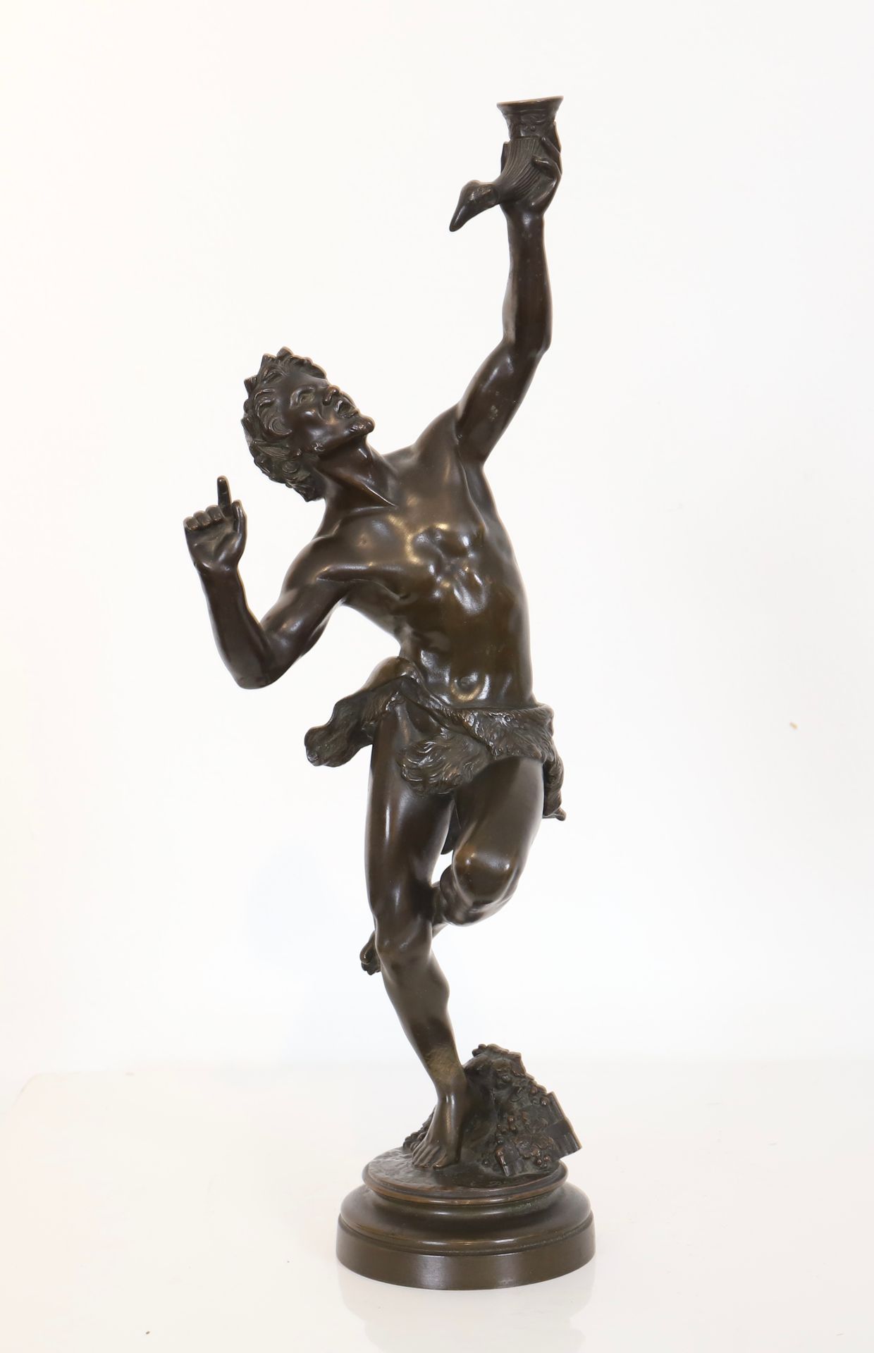 Null Ernest DAME (1845-1920) 
Dancing faun
Bronze sculpture with brown patina, d&hellip;