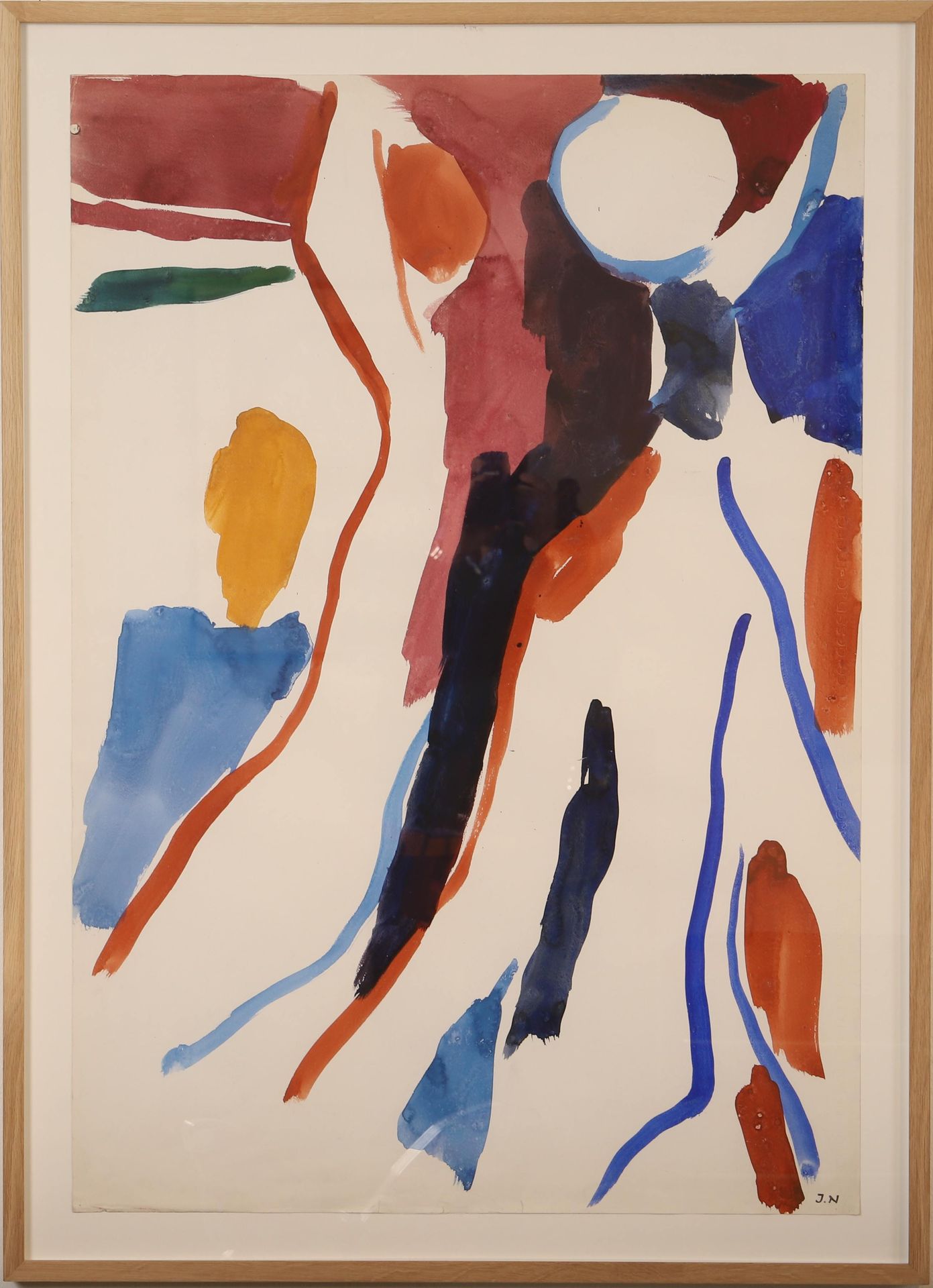 Null 雅克-内斯特（1907-1991）
法国画家
纸上水粉画。右下方盖有艺术家印章。
实心橡木框架。
约 1960 年
约 20 世纪
观看时的尺寸：高：&hellip;