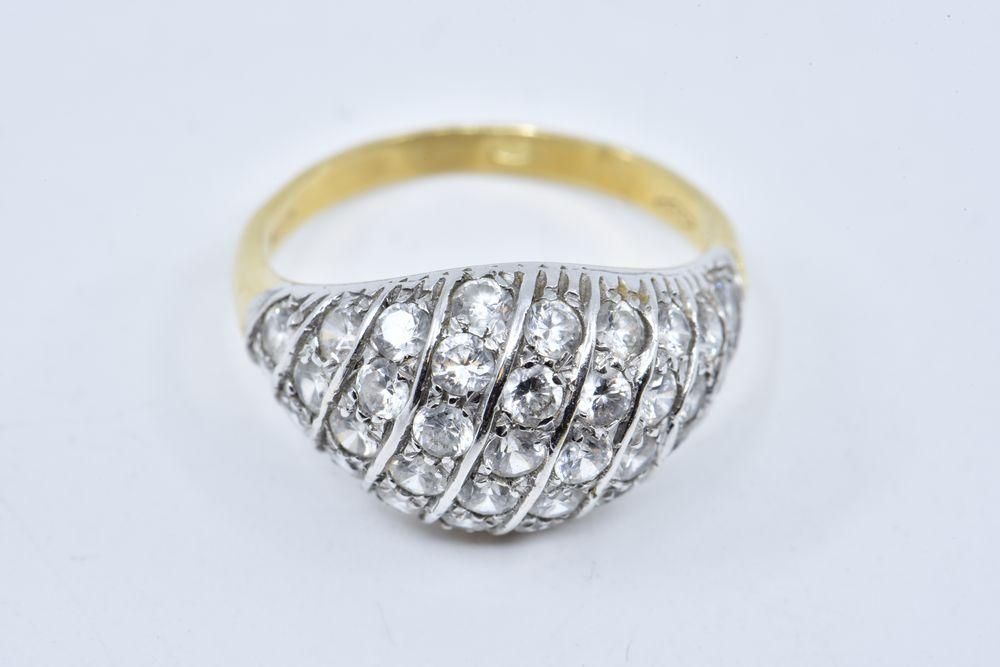 Null 
	Ball ring paved with white stones.

Eagle hallmark.

18K yellow gold, 750&hellip;
