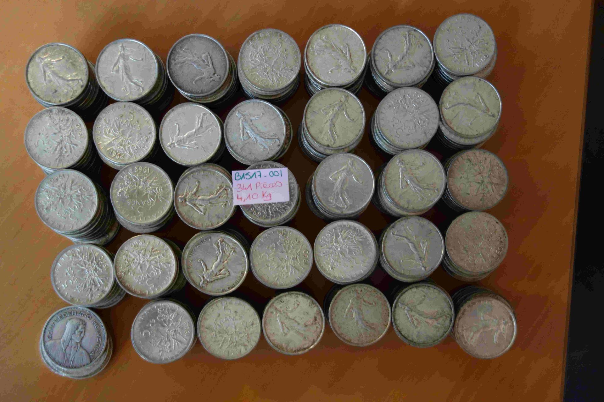 Null 
	 Conjunto de 335 monedas de 5 francos de la Semeuse, de 1960 a 1969.

Tam&hellip;