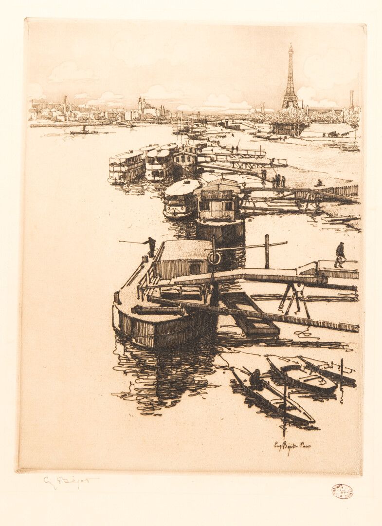 Null Eugène BÉJOT (1867-1931). "Auteuil". 1904. Eau-forte, timbre de la Société &hellip;