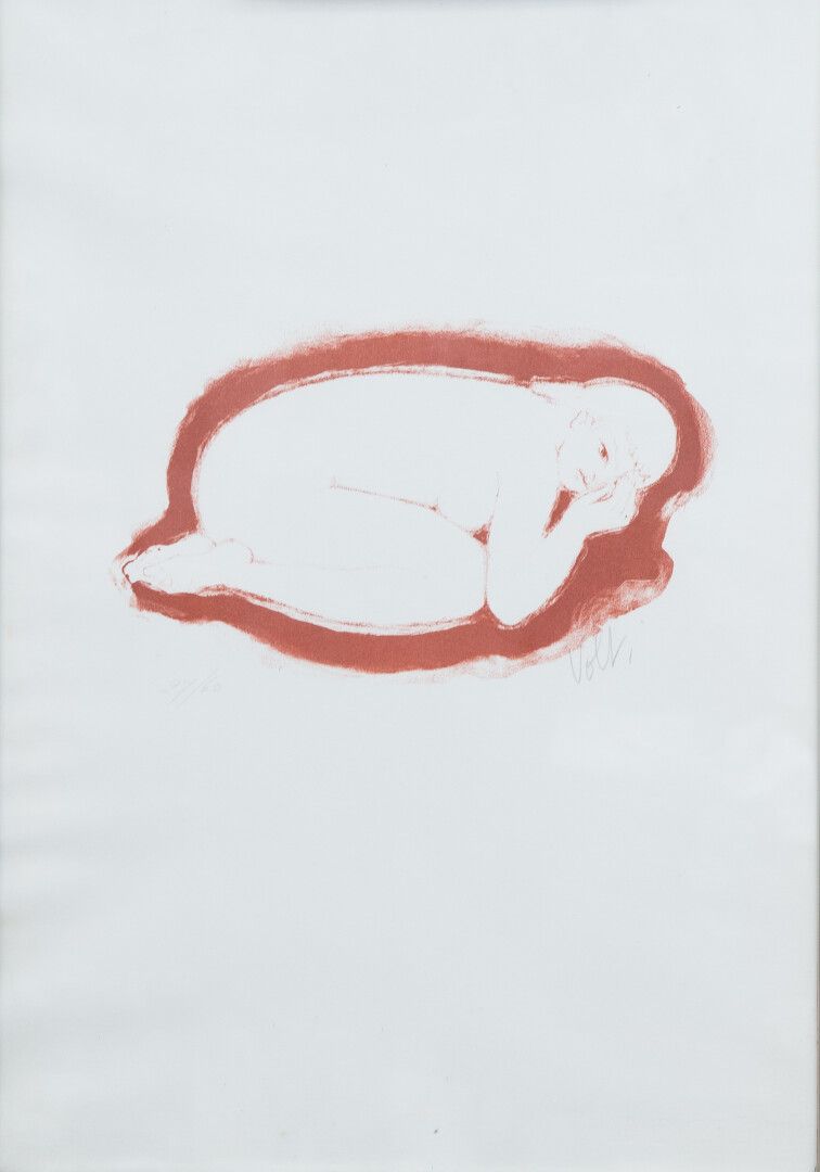 Null D'après Antoniucci VOLTI (1915-1989). "Nu accroupi", lithographie, numéroté&hellip;