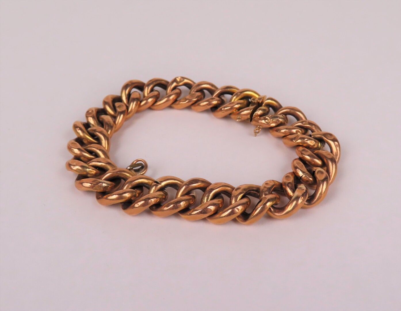 Null Yellow gold bracelet 750 thousandths with articulated hollow mesh, ratchet &hellip;