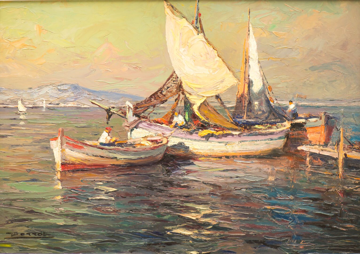 Henri PERROT (1896-1976). "Fishermen at the Ponche, Saint Tropez", oil on panel,&hellip;