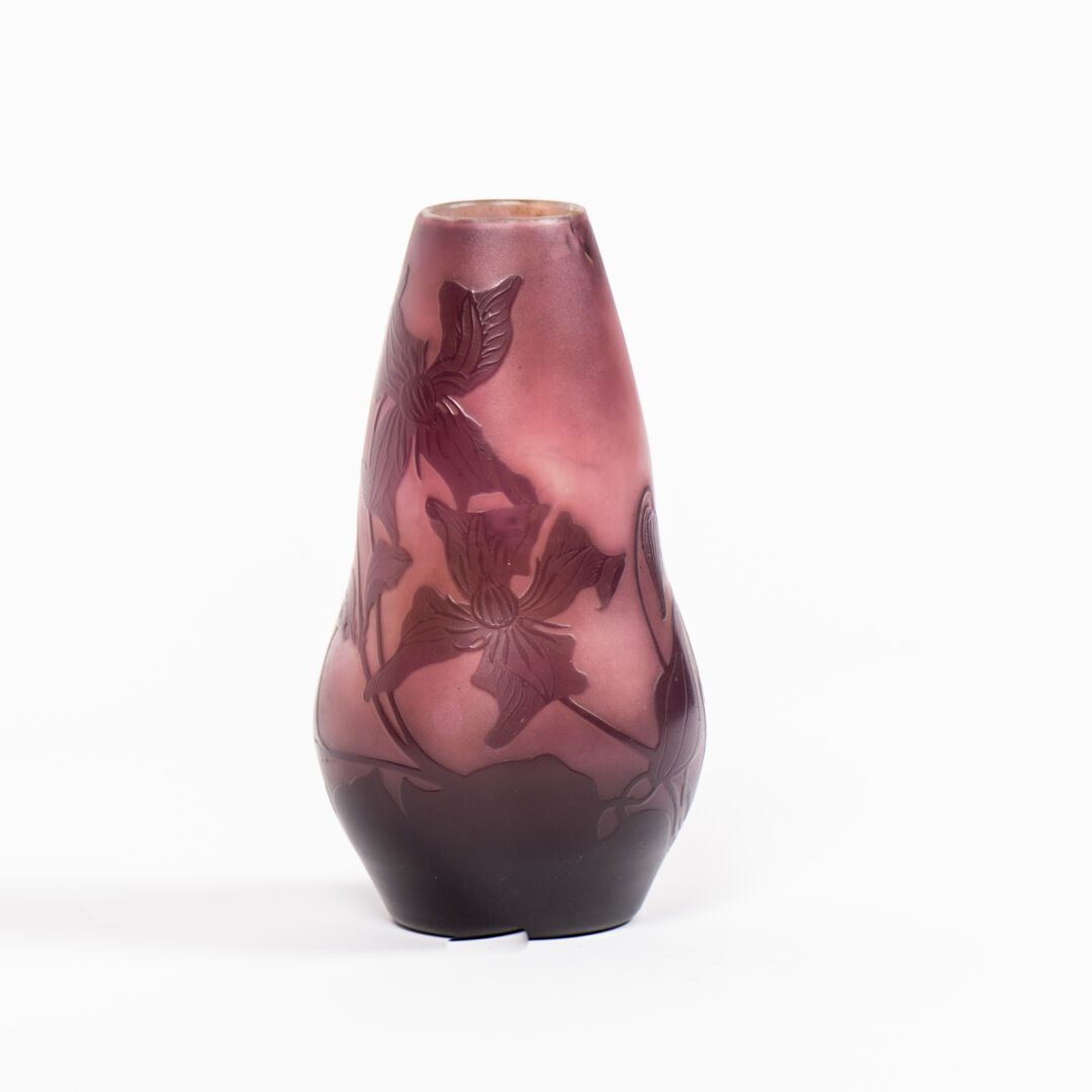 Null SAINT LOUIS NANCY. Vase aus mehrschichtigem Glas mit säuregeätztem Blumende&hellip;