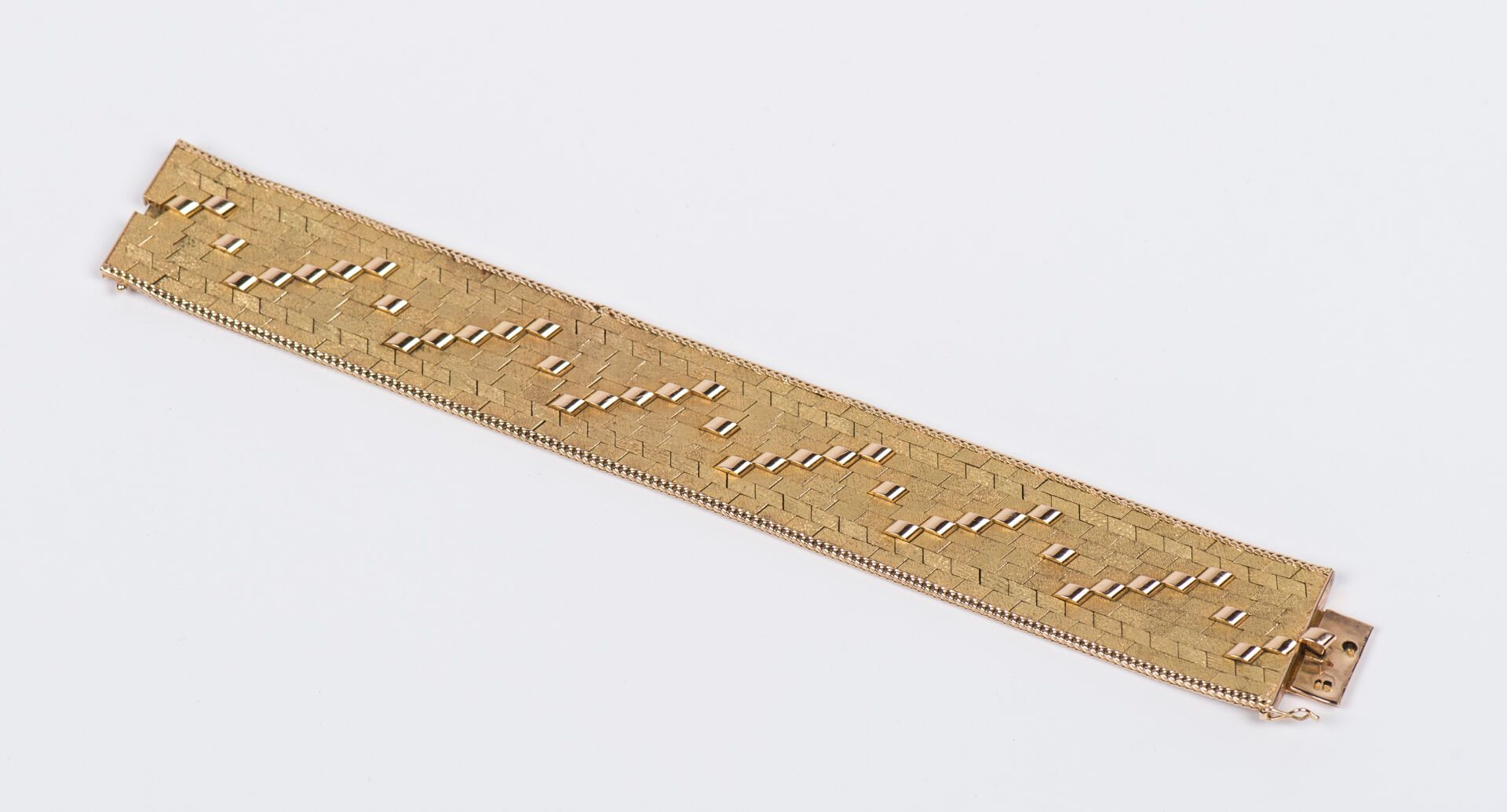 Null Bracelet manchette en or jaune 750 millièmes, à mailles plates articulées p&hellip;