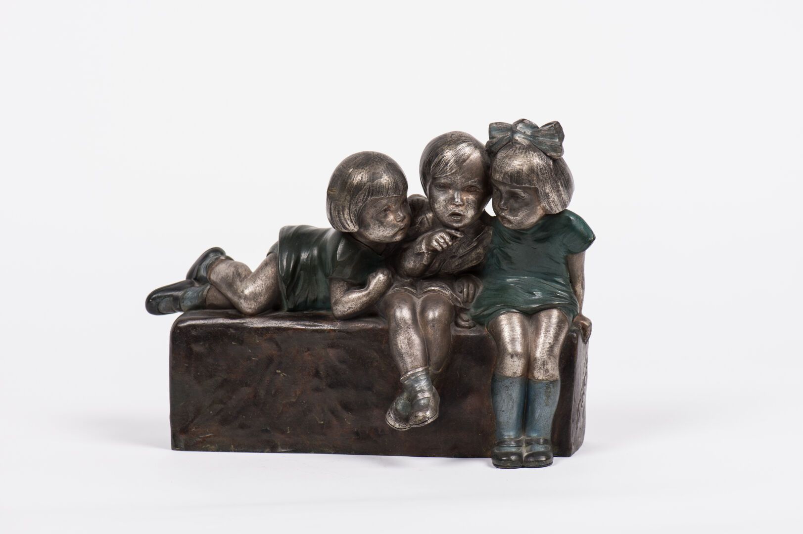 Null Alexandre KELETY (1874-1940). "Les Trois fillettes", groupe en bronze à dou&hellip;