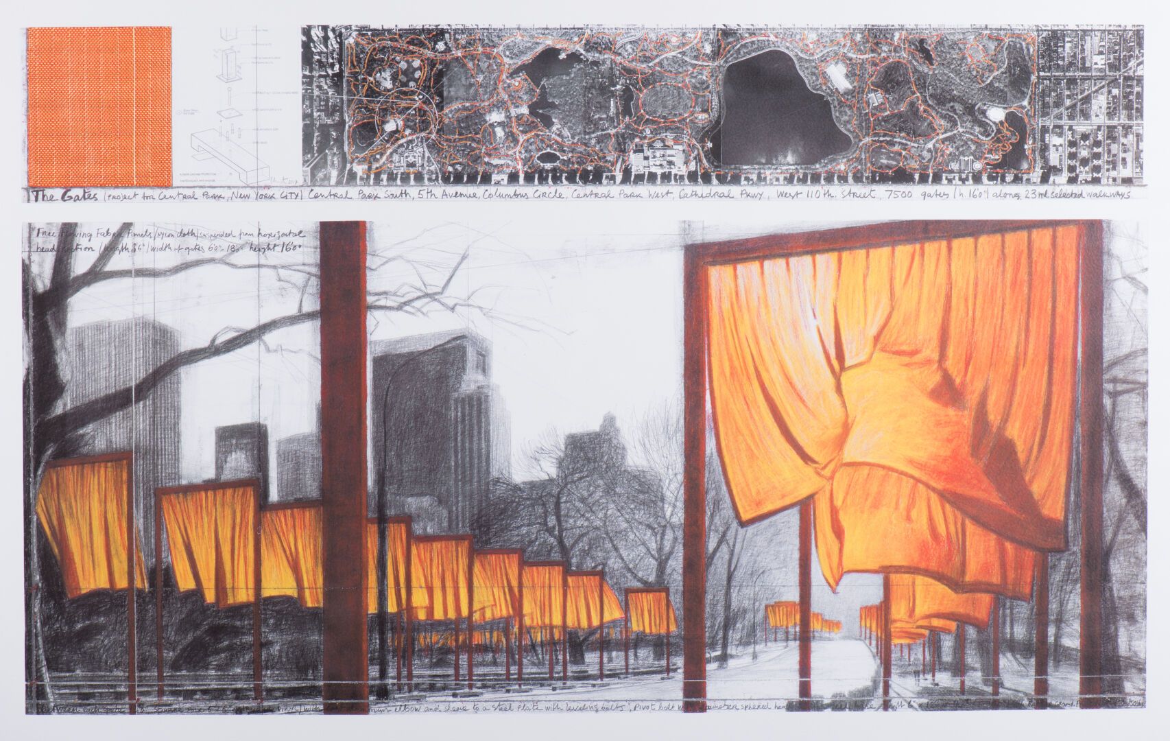 Null 在 CHRISTO (1935-2020) 和 JEANNE-CLAUDE (1935-2005) 之后。"大门，中央公园的项目"，彩色印刷品，无签名&hellip;