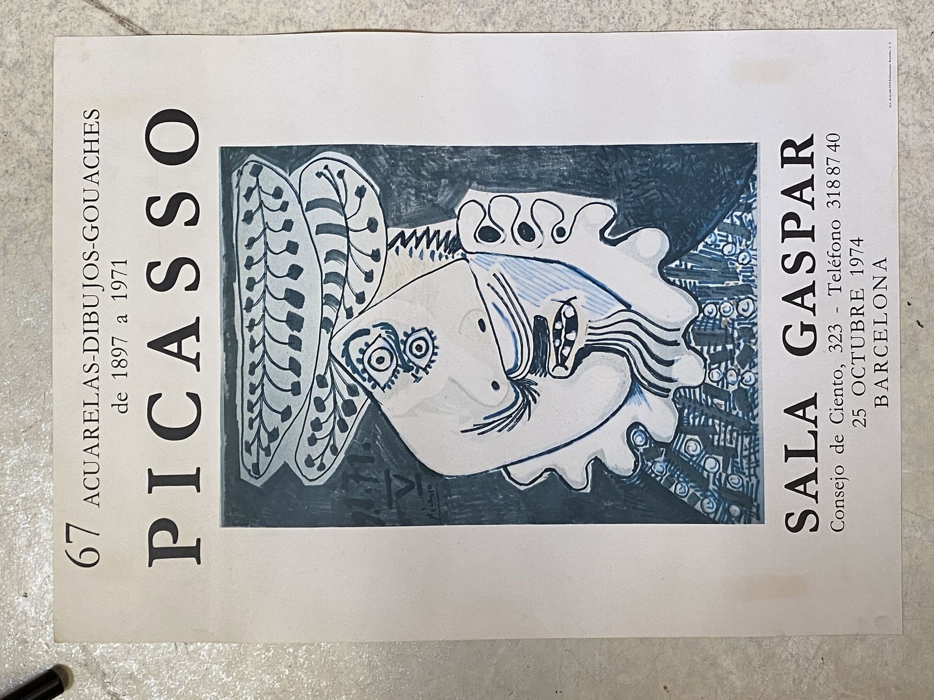 Null AFFICHE d'exposition sur Picasso à la "Sala Gaspar" à Barcelone. 70 x 50 cm&hellip;