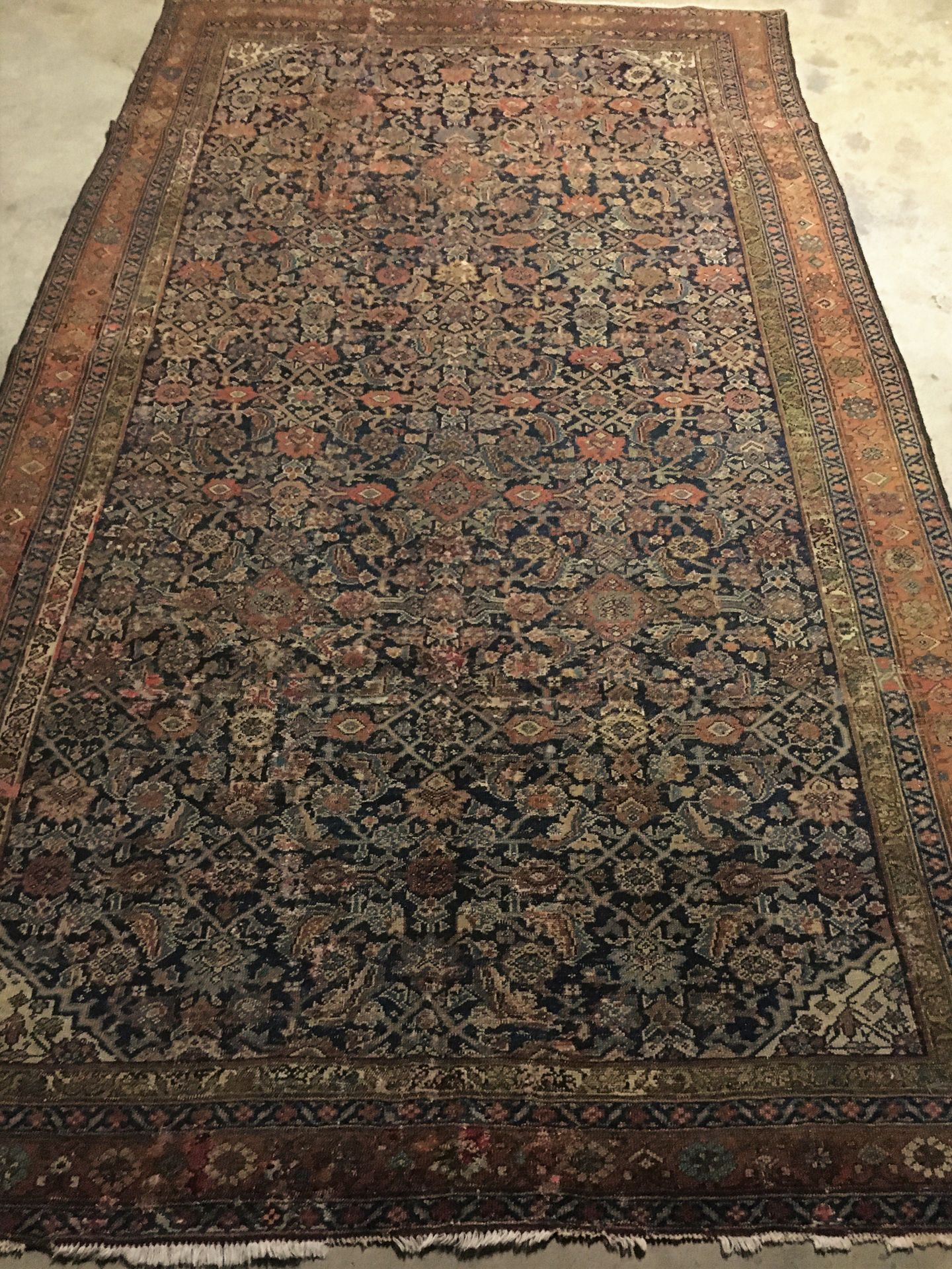 Null Important and old Ferahan carpet (Persia) West Iran, weft and warp in cotto&hellip;