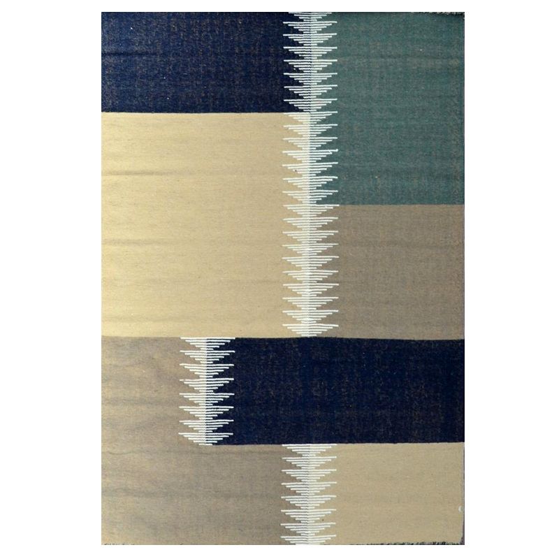 Null Modern woolen kilim with geometrical decoration, 20th century. 230 x 160 cm&hellip;