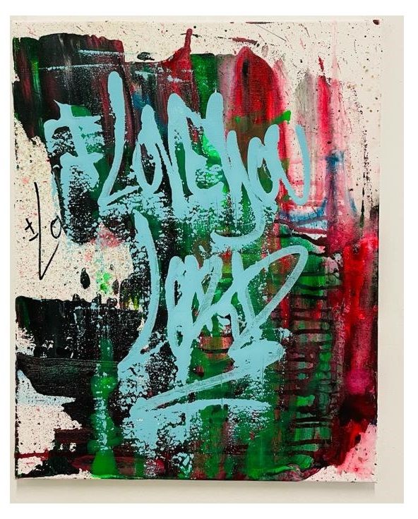 Null 卡尔-拉加塞（生于1981年）。"我爱你，主人"，2021年。丙烯酸画在帆布上，背面有签名。1/1，独特的作品。尺寸：40 x 50厘米。作品附有艺术&hellip;