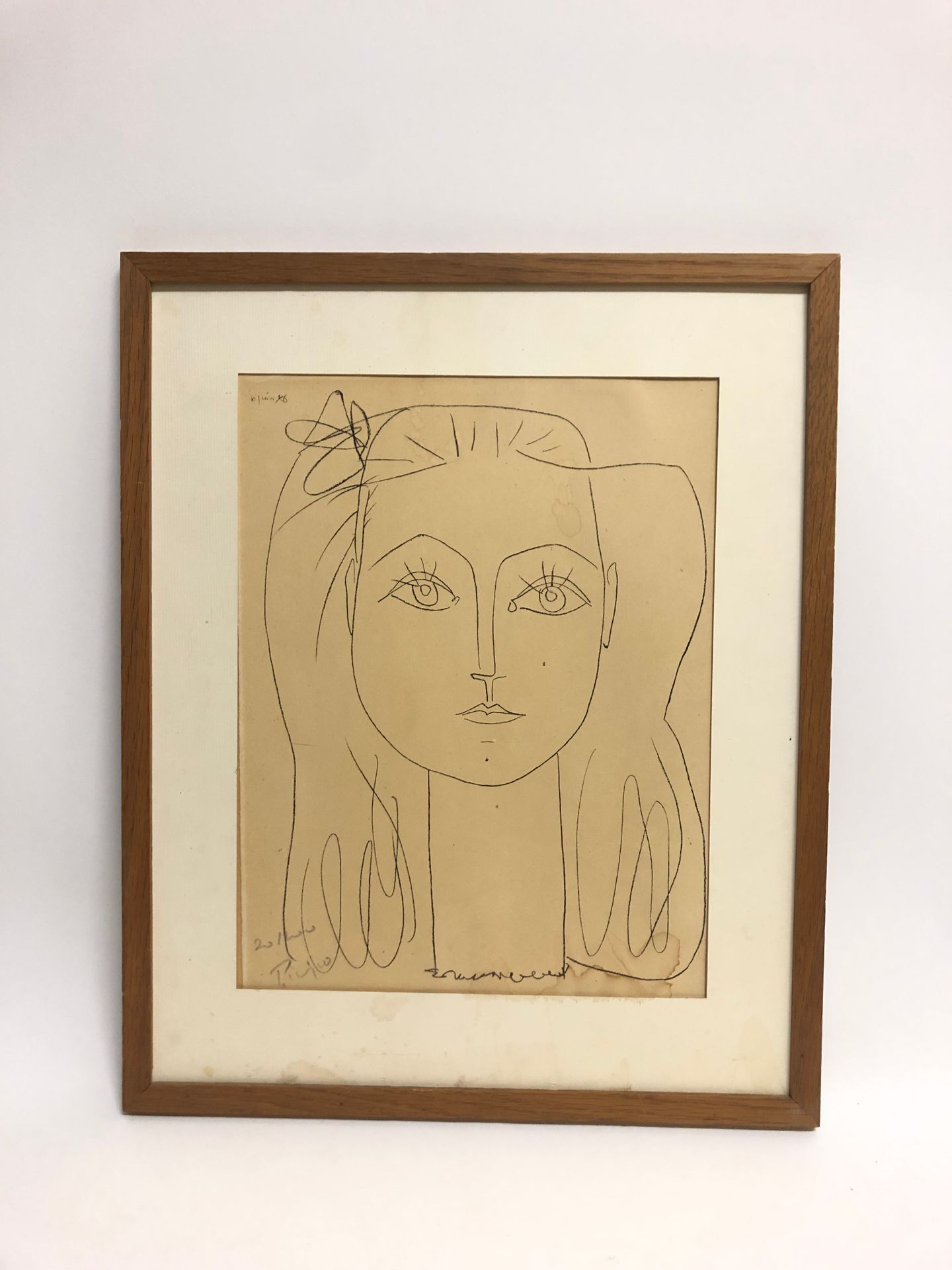 Null 毕加索（1881-1973）之后。弗朗索瓦丝-吉洛特的画像。左下方有铅笔签名和编号20/200的石版画。目测尺寸：31.5 x 24厘米。(湿度的污点&hellip;