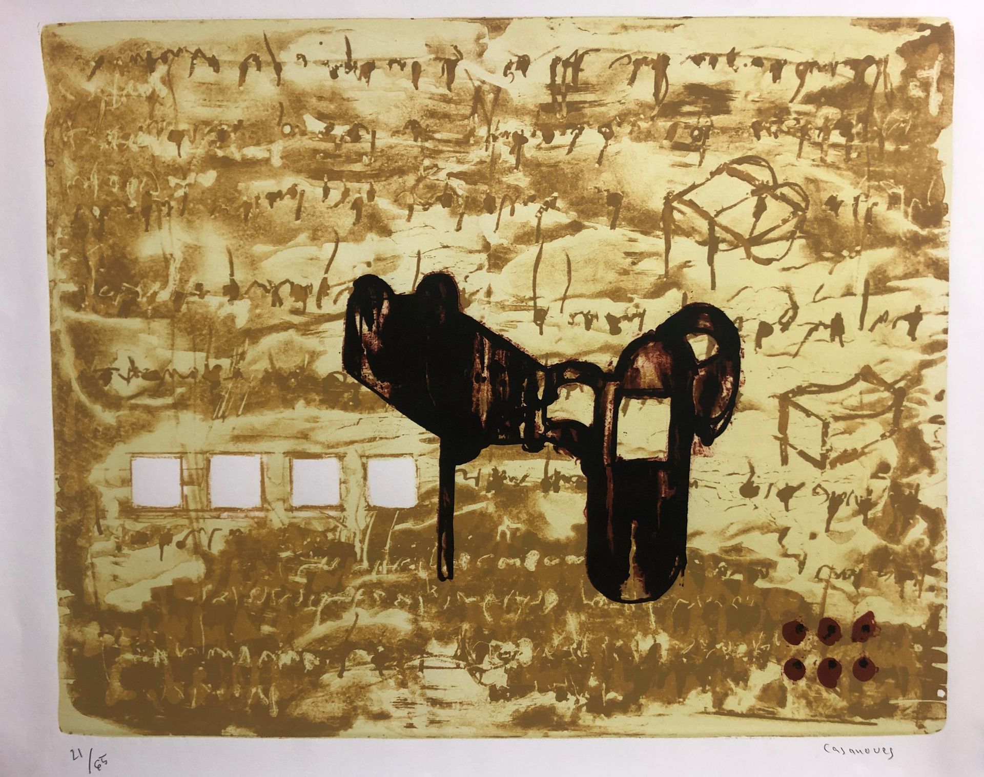Null 埃斯特夫-卡萨诺瓦-萨帕塔，又称埃斯特夫-卡萨诺瓦（生于1956年）。法国BFK牛皮纸平版画，无标题印刷。右下方有签名，编号为21/65。 尺寸：50&hellip;