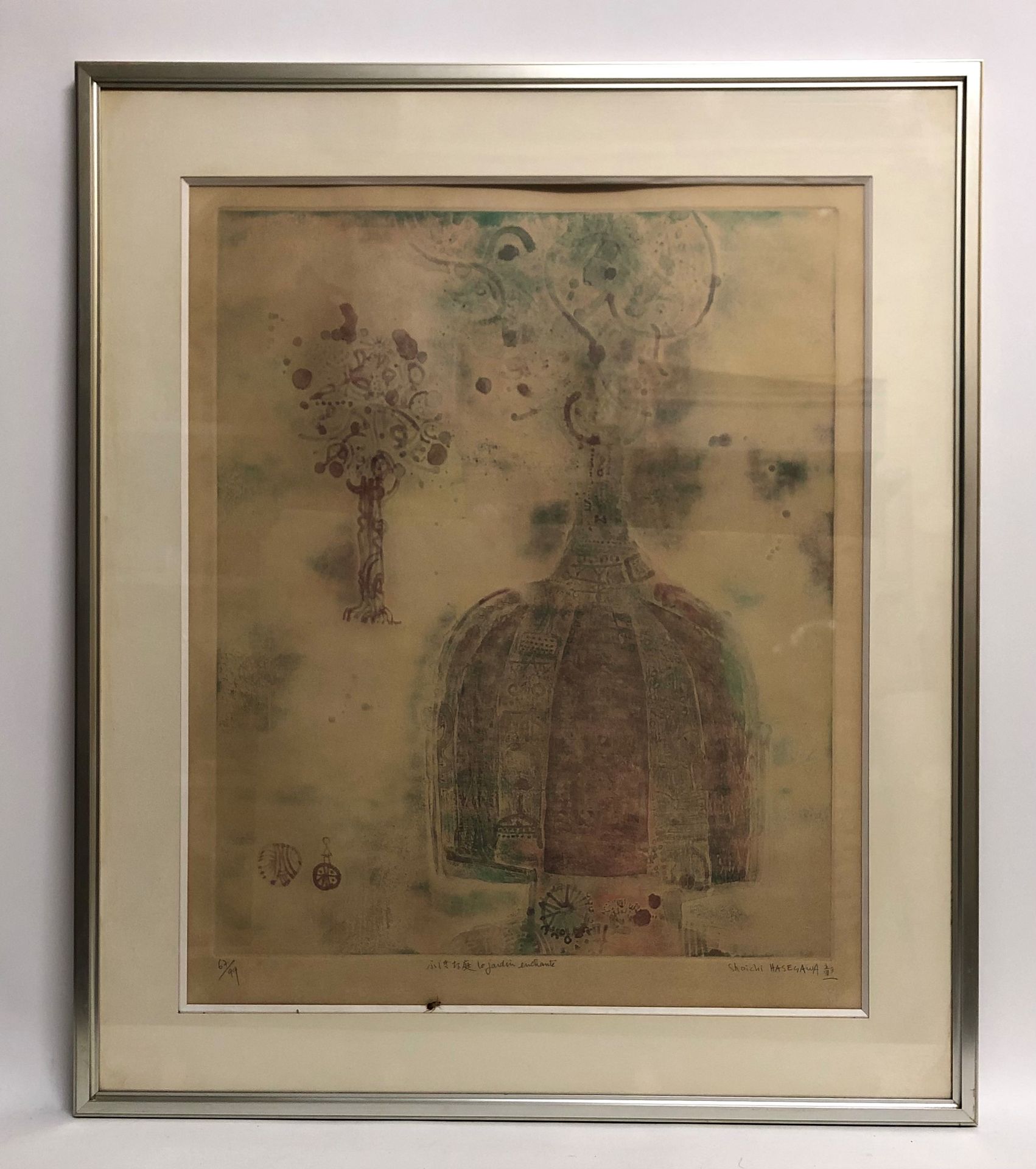 Null 
长谷川正一（生于1929年），《魔幻花园》。有长谷川宗一签名的石版画，编号为67/99。视线尺寸：65 x 54厘米。