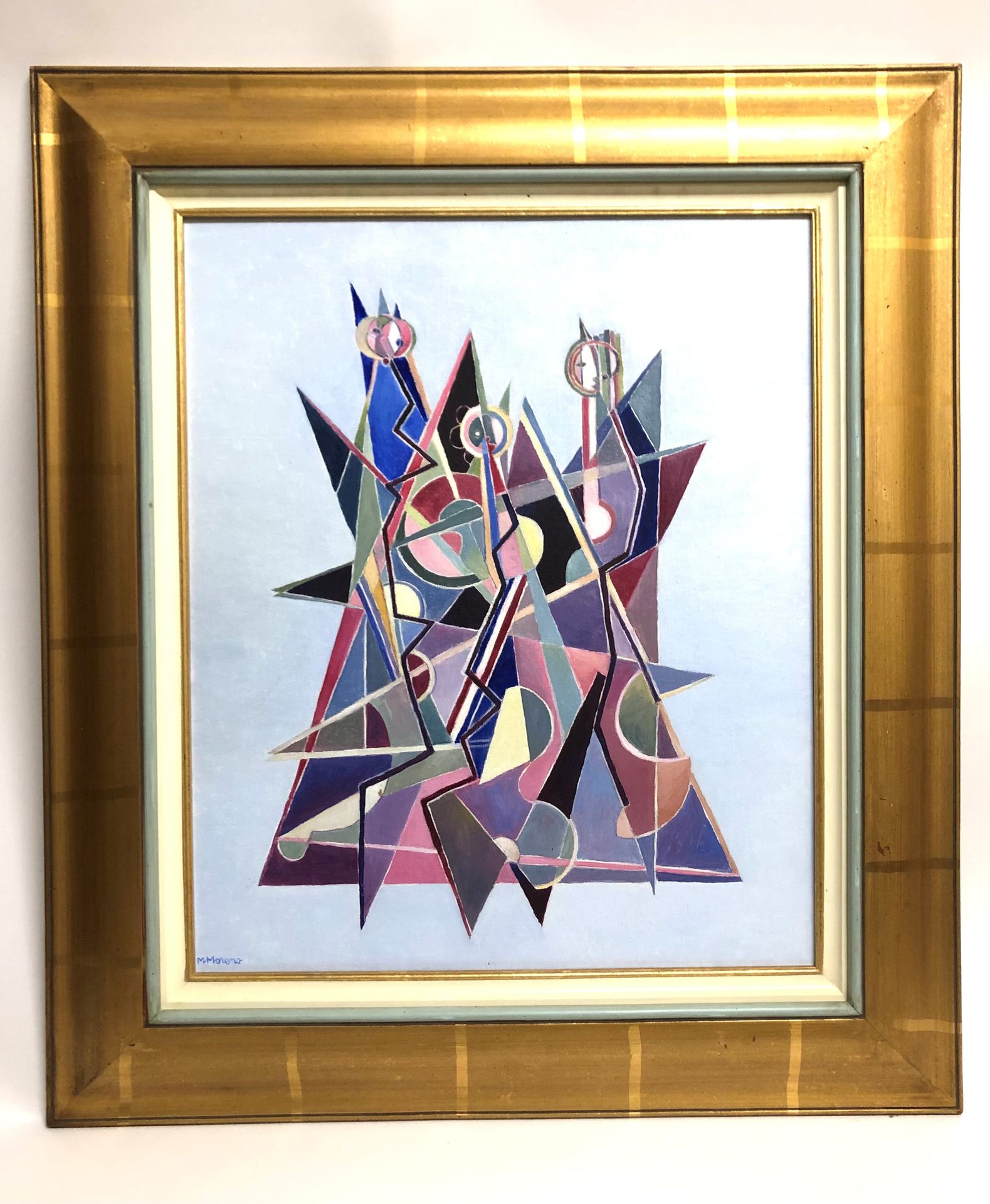 Null 米歇尔-莫雷诺（生于1945年）。构图 同步染色，布面油画，左下角签名。背面有标题和日期。65 x 54 cm。