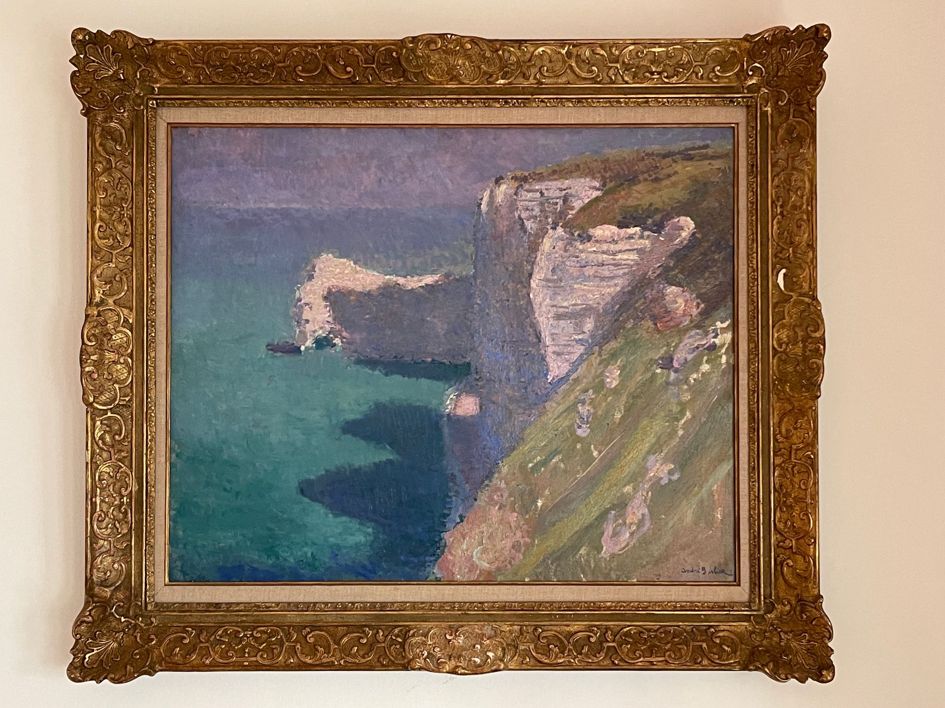 Null André Georges BARBIER (1883-1970). Cliffs at Etretat. Oil on canvas signed &hellip;