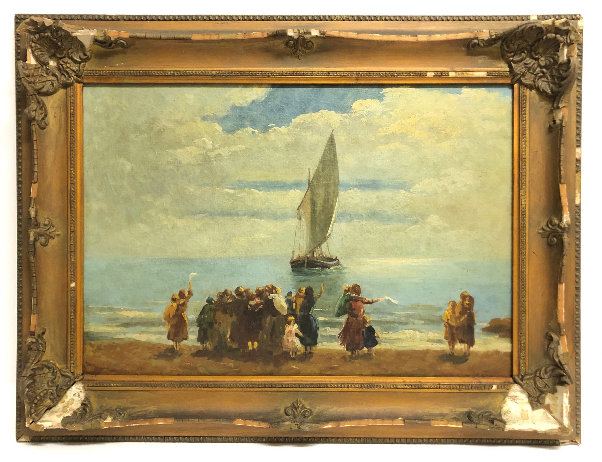 Null ESCUELA FRANCESA, finales del siglo XIX. En el mar. Óleo sobre lienzo.

Res&hellip;
