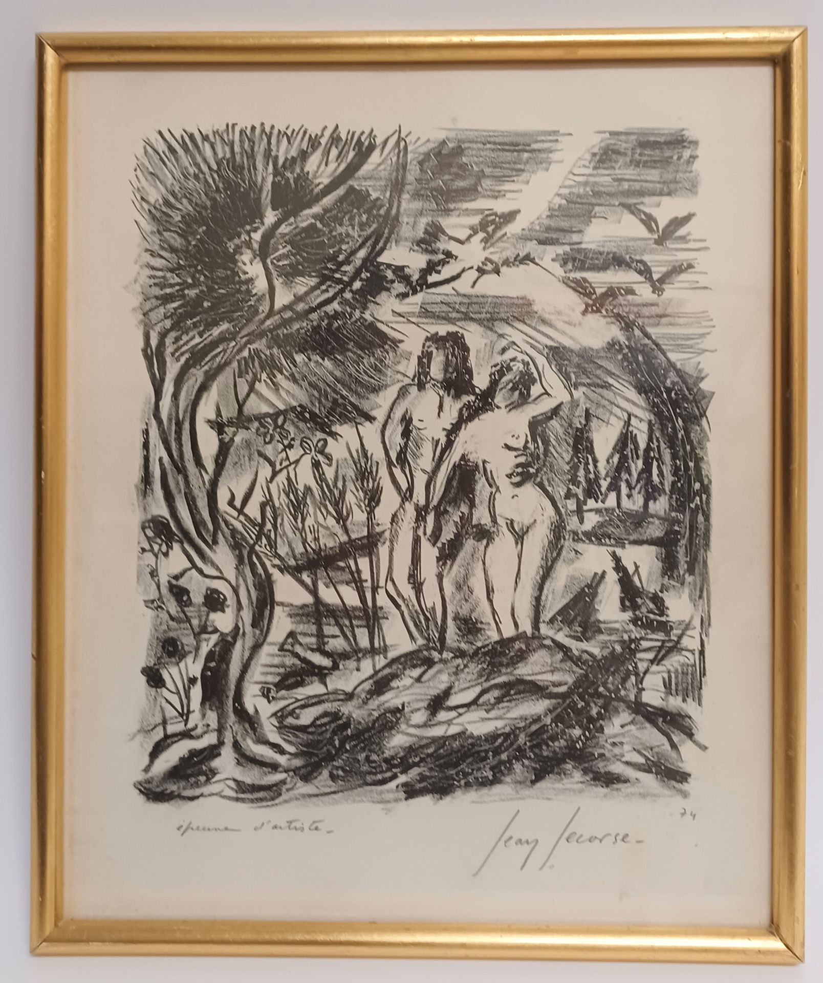 Null Jean LECORSE (XX th), Le Paradis, Mains et visage, 有艺术家签名的证明。