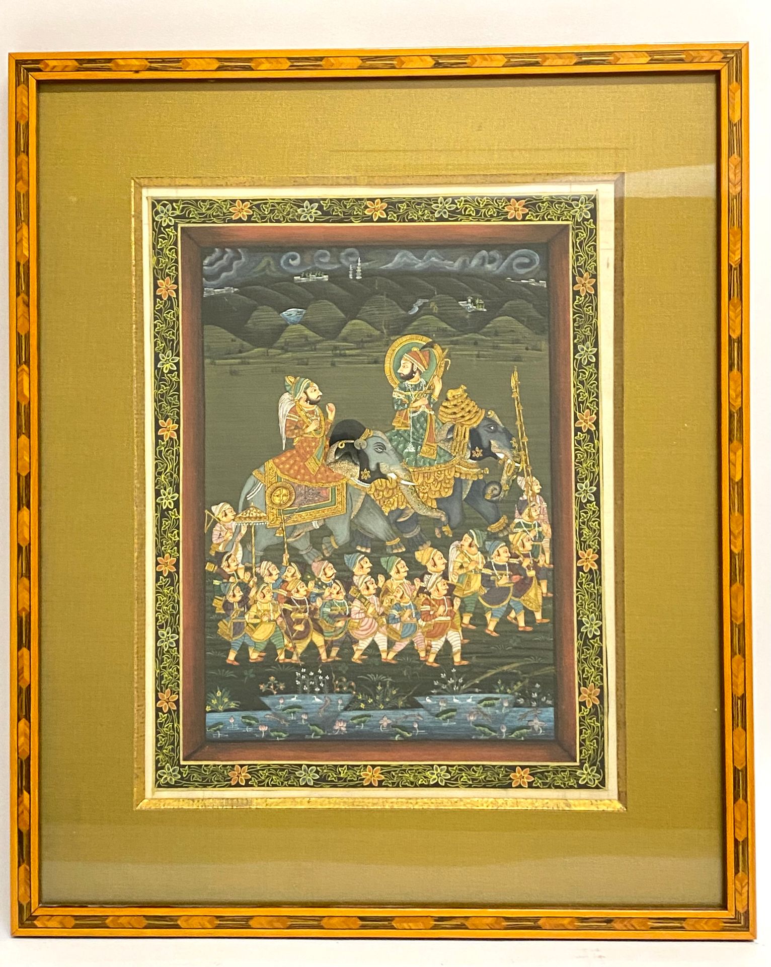Null India, 19th century. Royal procession, gouache on paper. Size : 26 x 20 cm.