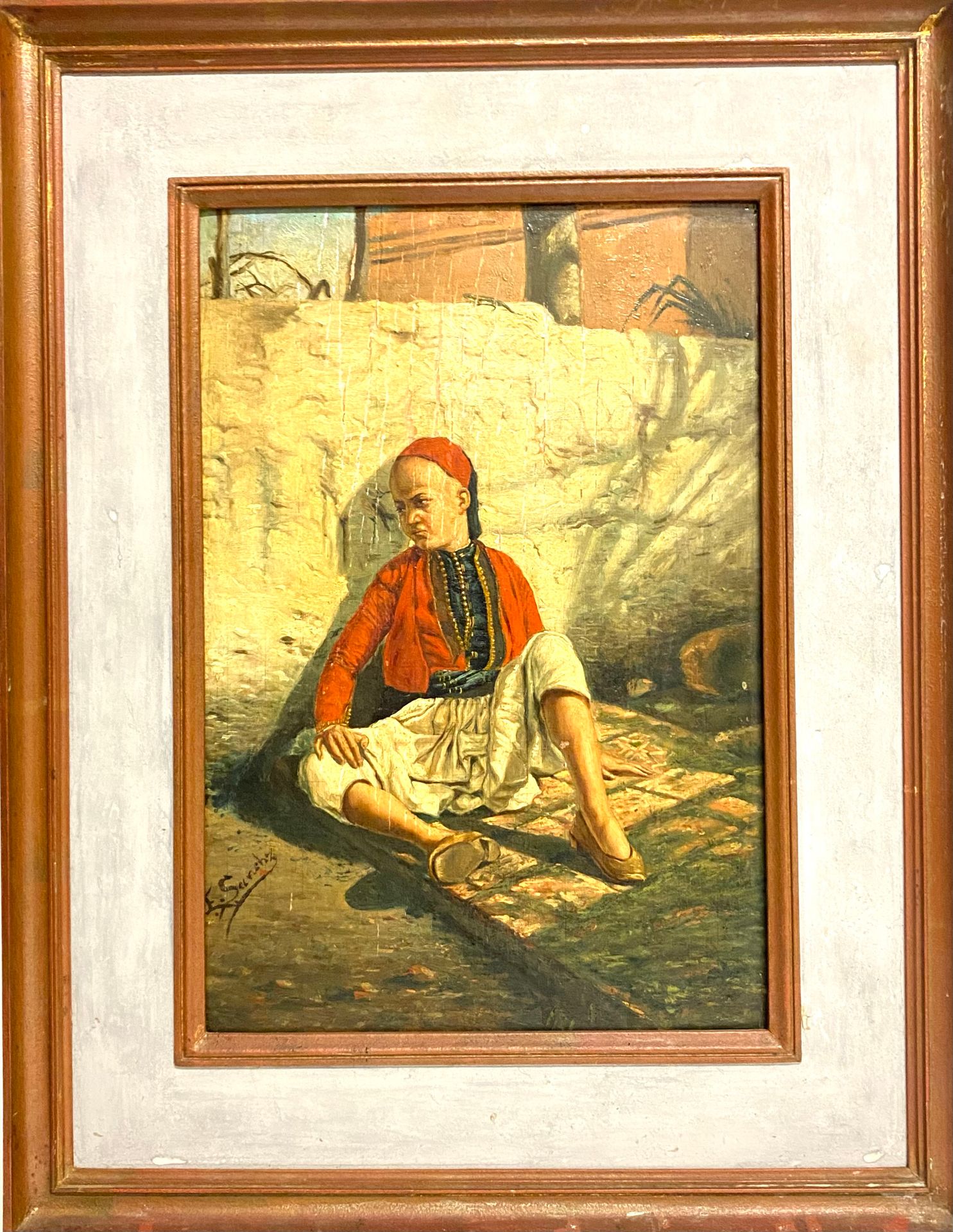 Null E.桑切斯。年轻的土耳其人，板上油画，左下角有签名。视线尺寸：30,5 x 20,5厘米。