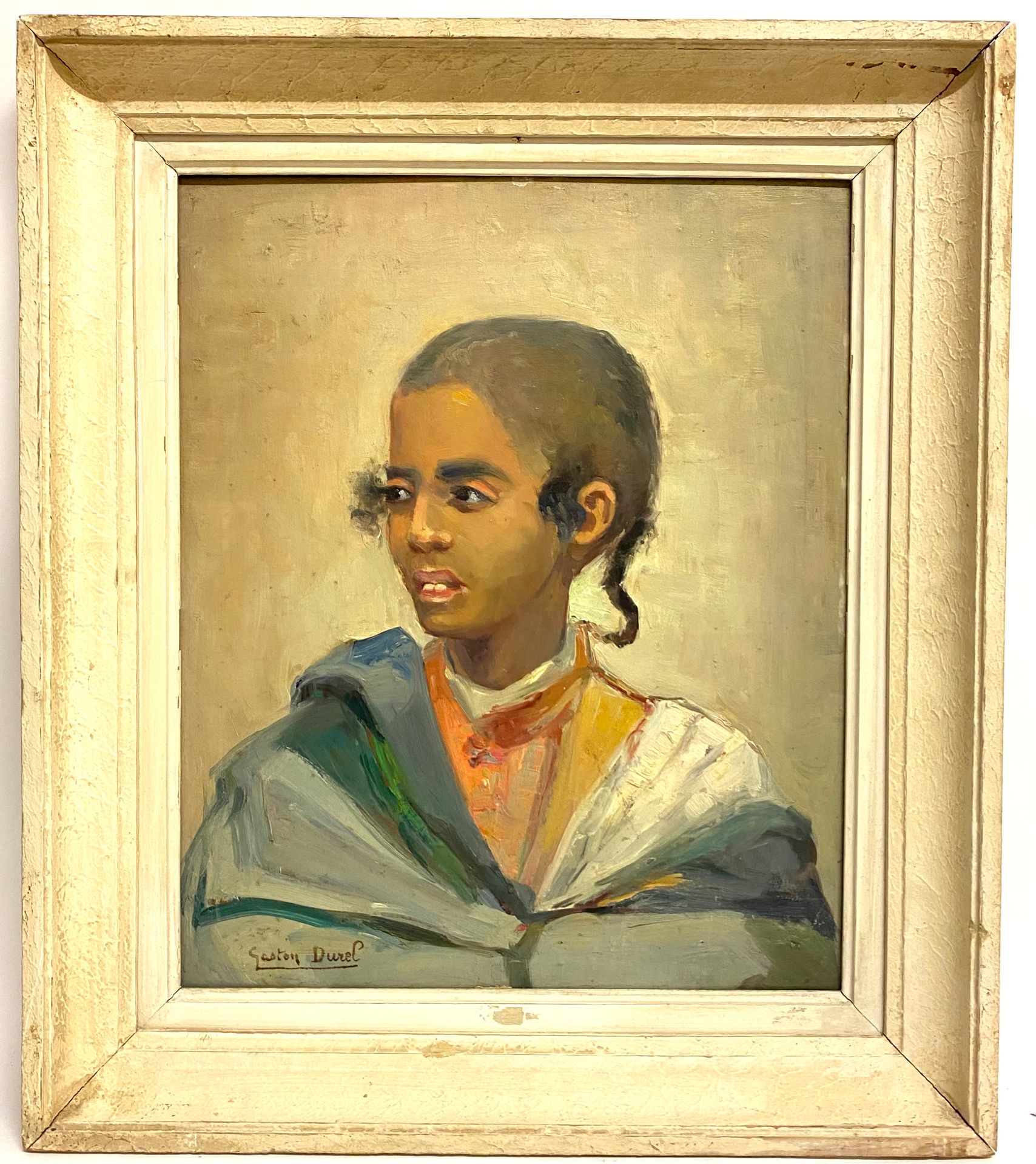 Null 加斯顿-儒勒-路易-杜勒（1879-1954）。年轻的柏柏尔人，板上油画，左下角有签名。尺寸：46 x 38,5厘米。