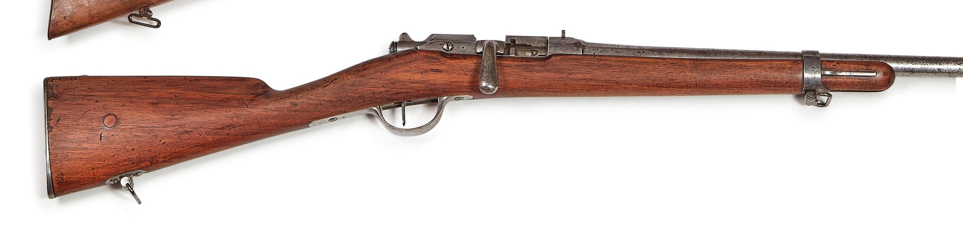 Null 格拉斯改装的1866-74型Chassepot步枪，单发，20口径。圆形枪管，有雷鸣般的平面，有印章。枪托上刻有 "St Etienne Mle 18&hellip;
