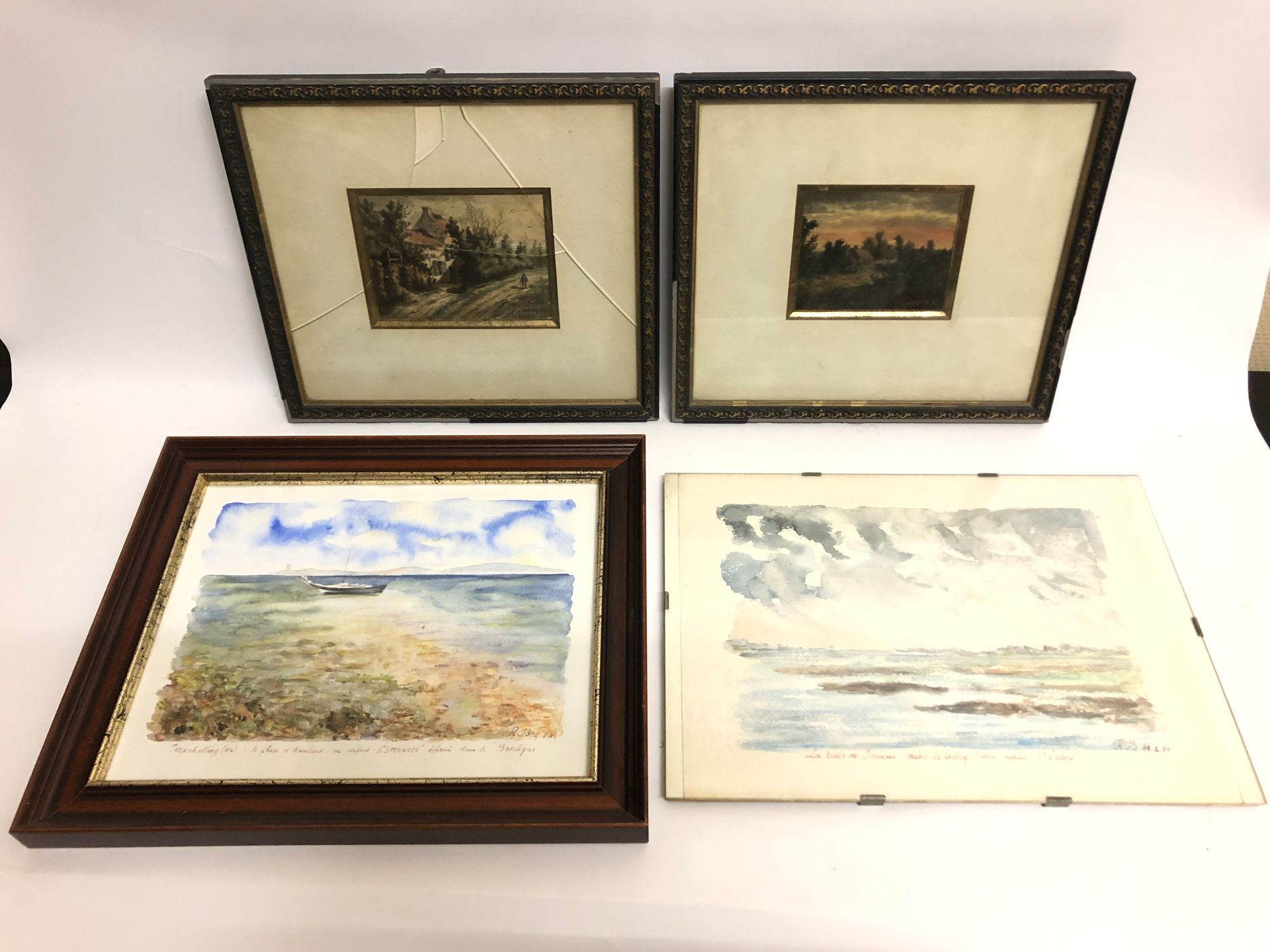 Null Set of framed pieces including : 
- Views of the Bay of the Somme, two wate&hellip;