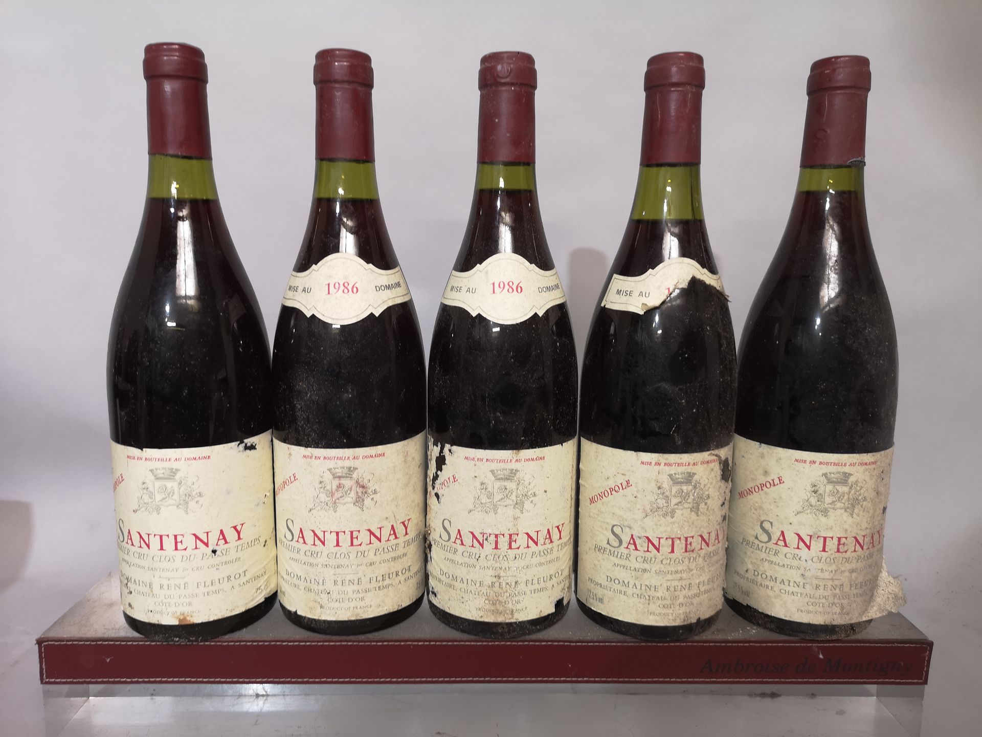 Null 5 bottiglie SANTENAY 1er cru Clos du PASSETEMPS - Domaine René FLEUROT 1986&hellip;