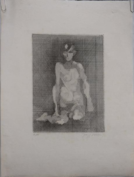 Null Jacques VILLON (1875-1963), nu assis cubiste, eau-forte signée et numérotée&hellip;