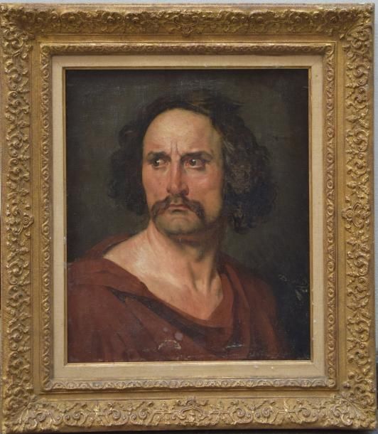Null Ecole FRANCAISE du XIX ème, Portrait d'homme, huile sur toile signé David. &hellip;