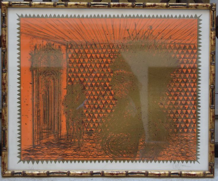 Null Jean CARZOU (1907-2000), Personnages sur fond orange, lithographie signée e&hellip;