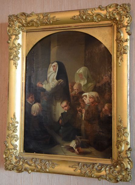 Null D'après Isidore PILS (1813-1875), La prière des enfants teigneux, huile sur&hellip;
