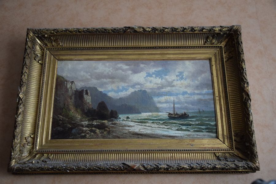 Null Alfred I DE BREANSKI (1852-1928), Falaises en bord de mer, huile sur toile &hellip;