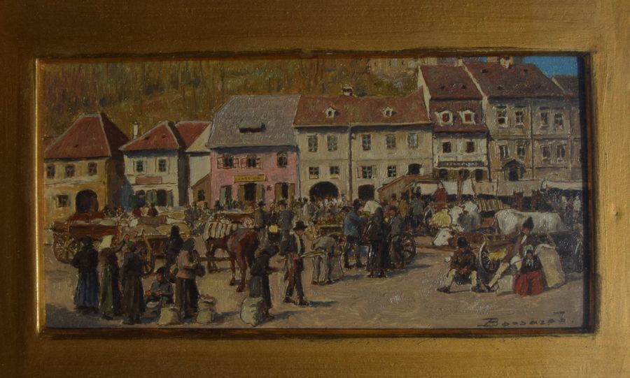 Null Ludovic BASSARAB (1868-1933), Foire dans un village de Roumanie, huile sur &hellip;